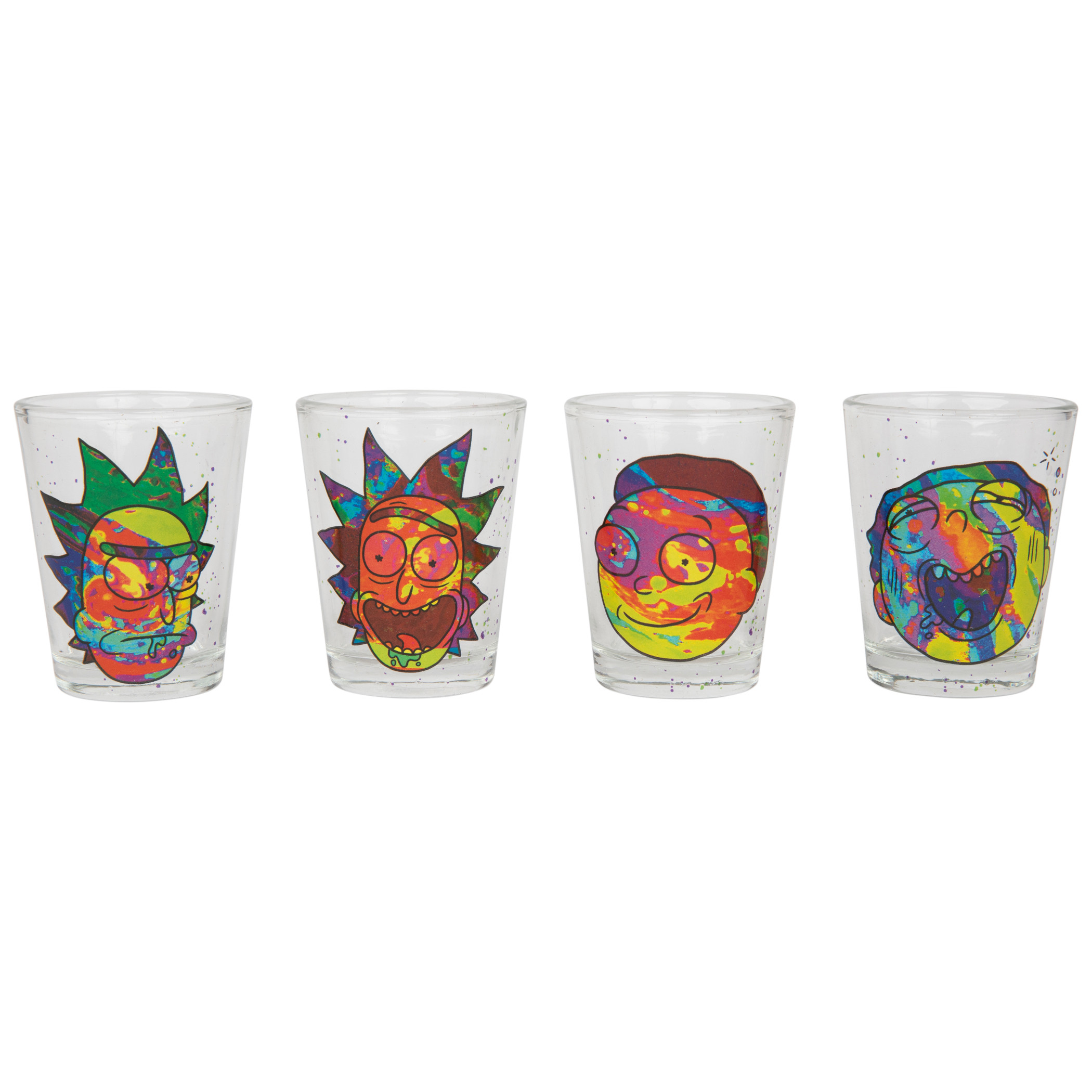Rick and Morty Colorful Faces 4-Pack Shot Glass Set, Multi-Color