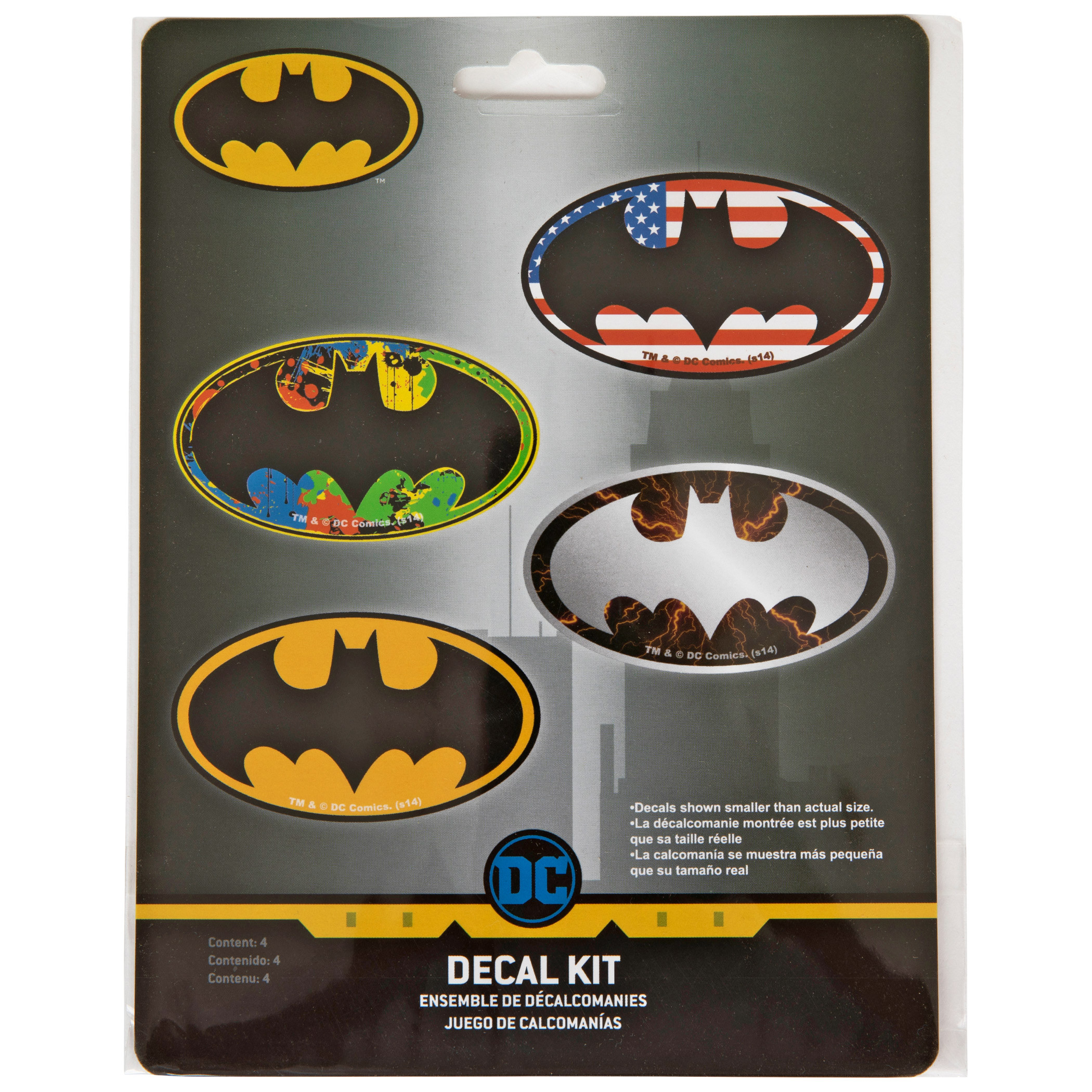 Batman Bat Symbol 4-Piece Variety Decal Kit, Multi-Color