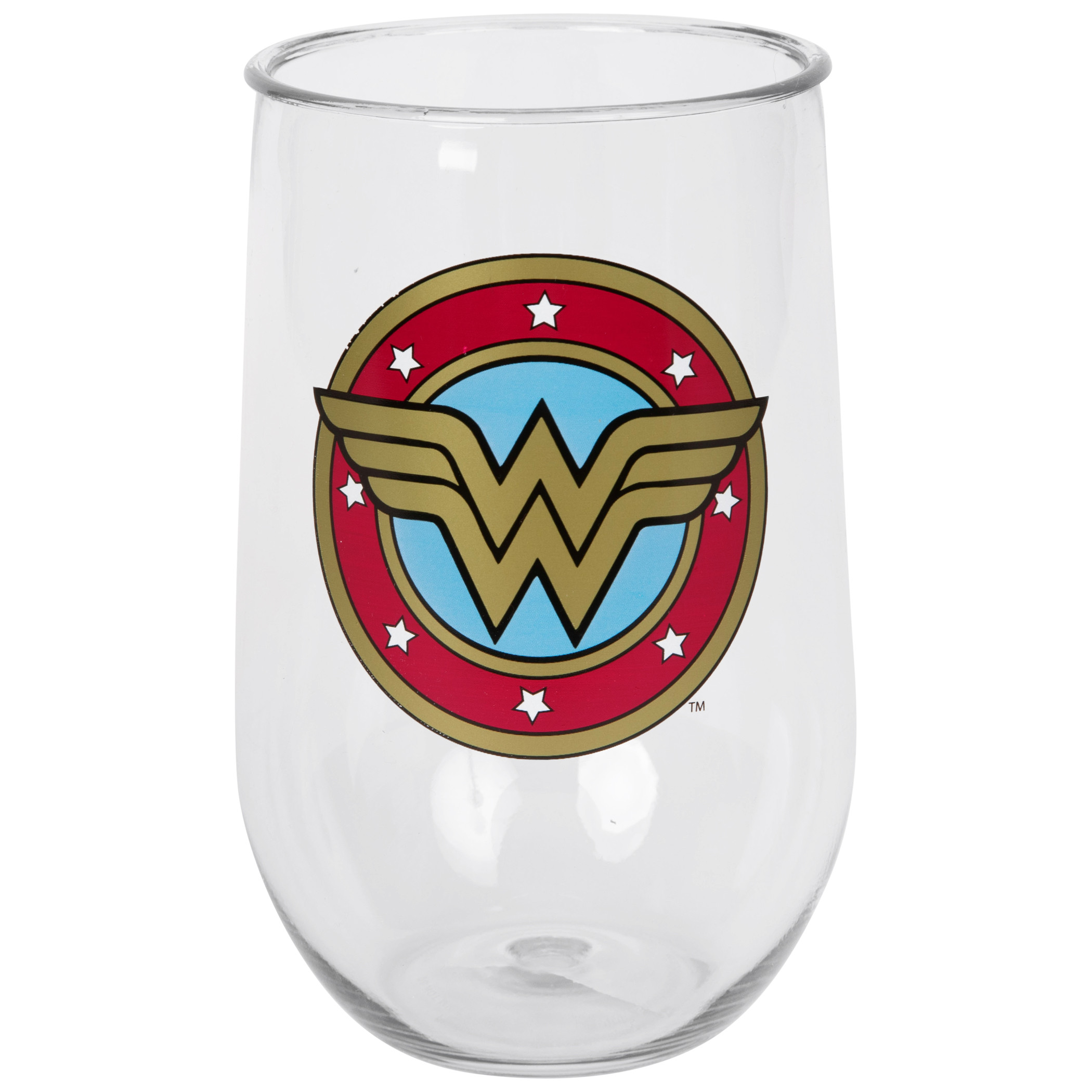 Wonder Woman Symbol Acrylic Wine Cup, Clear