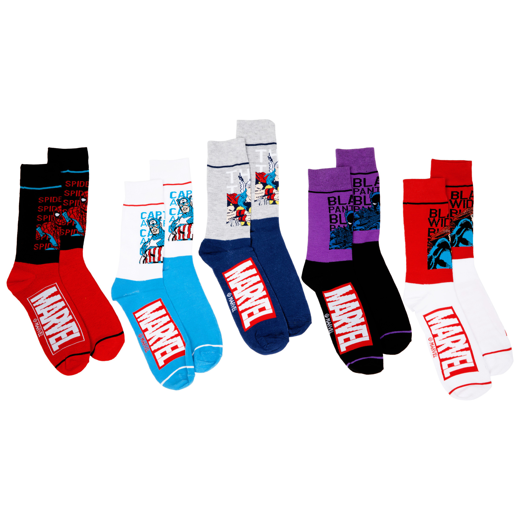Marvel Super Heroes 5-Pair Crew Sock Set, Multi-Color