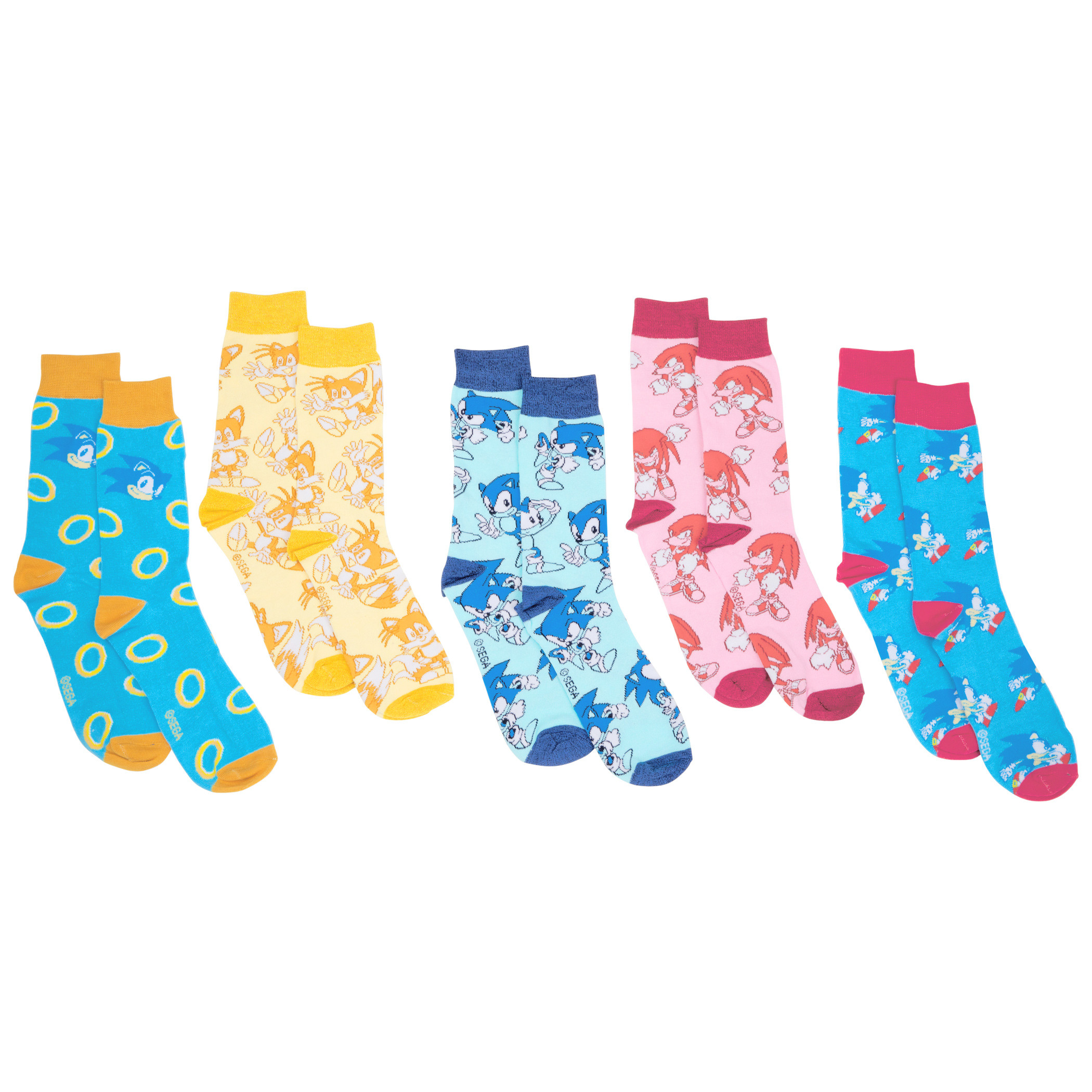 Sonic The Hedgehog 5-Pair Crew Sock Set, Multi-Color