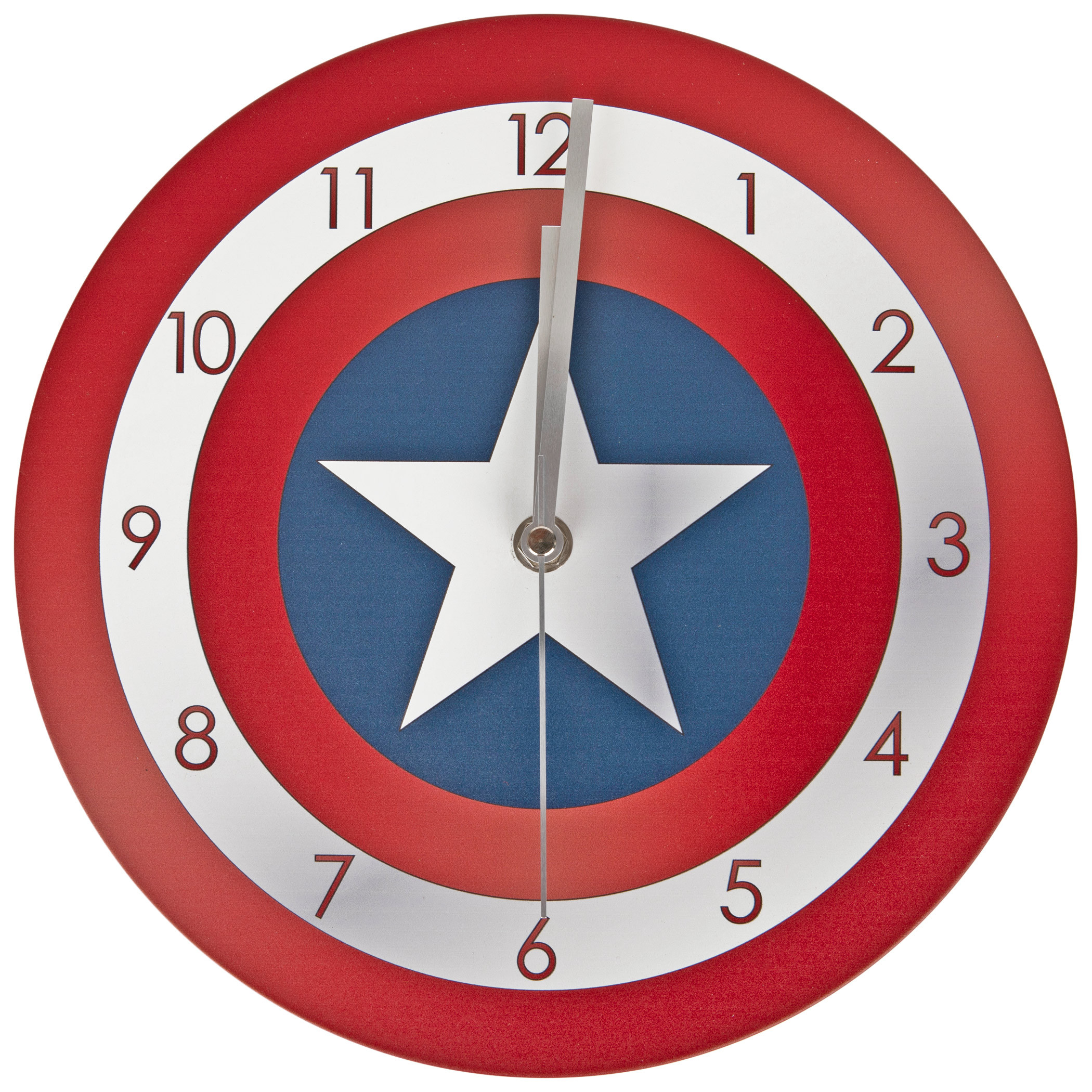 Captain America Shield Symbol Clock, Multi-Color