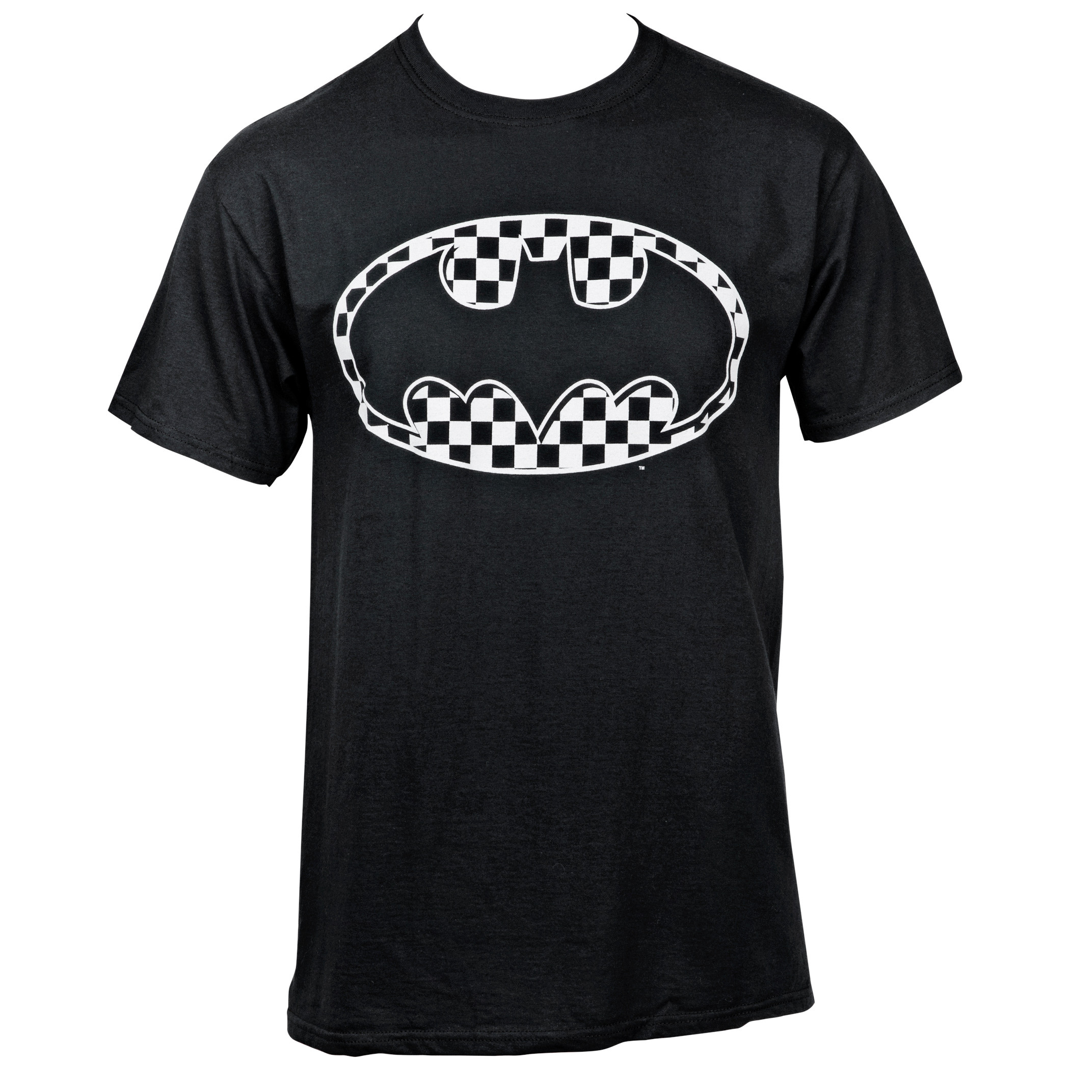 Batman Black and White Checkered Symbol T-Shirt, Black