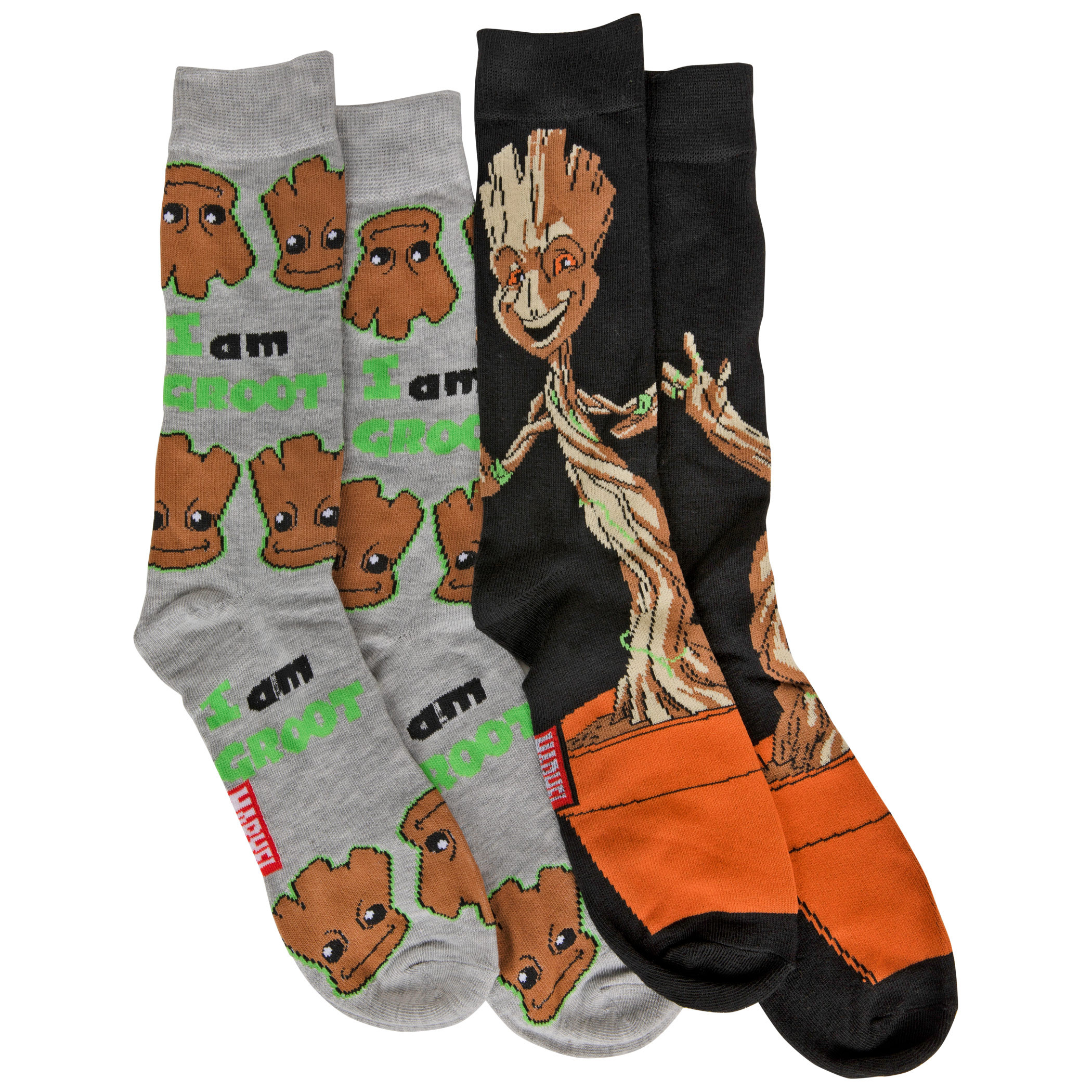 Guardians of the Galaxy I Am Groot 2-Pair Pack of Crew Socks, Multi-Color