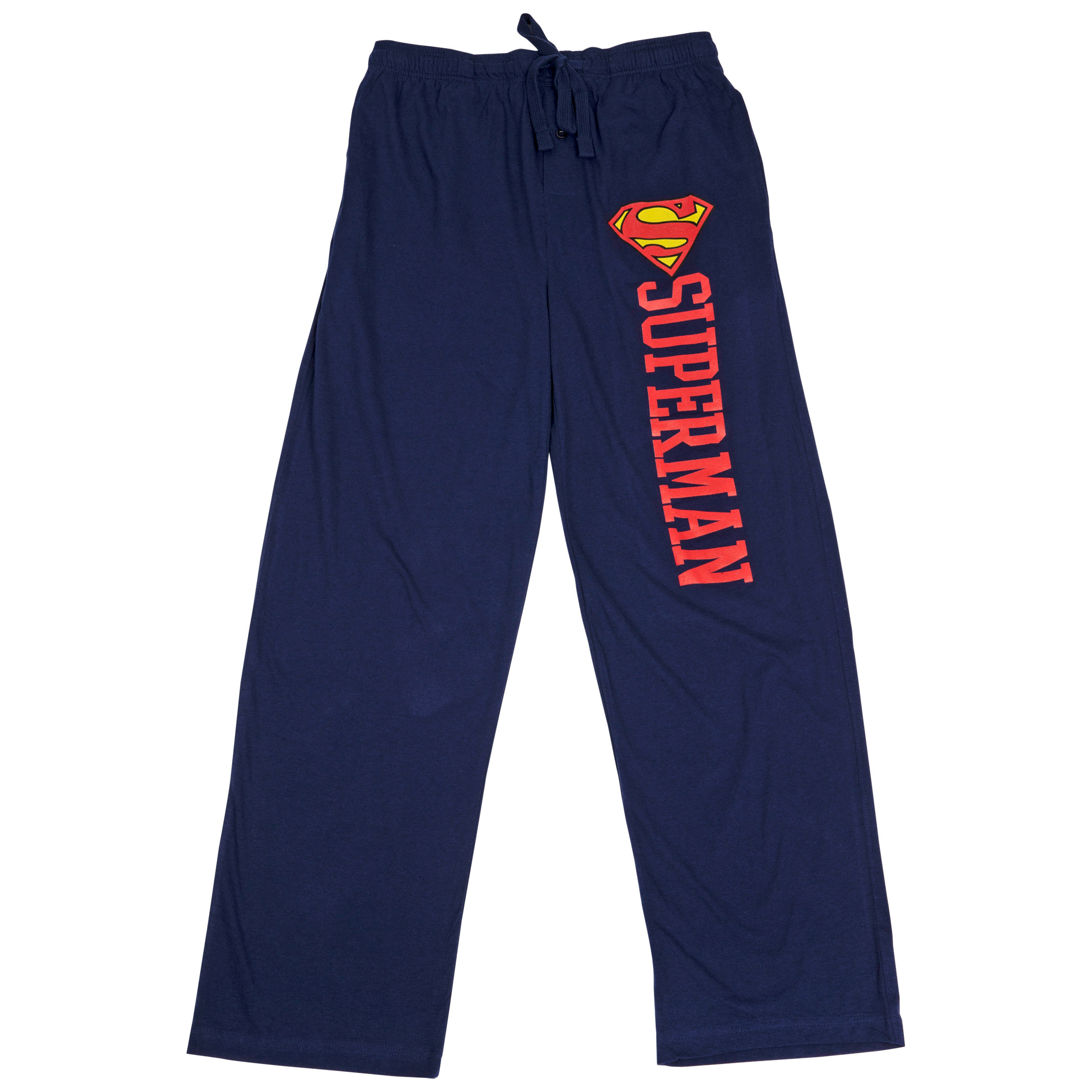 Superman Symbol and Text Pajama Sleep Pants, Blue