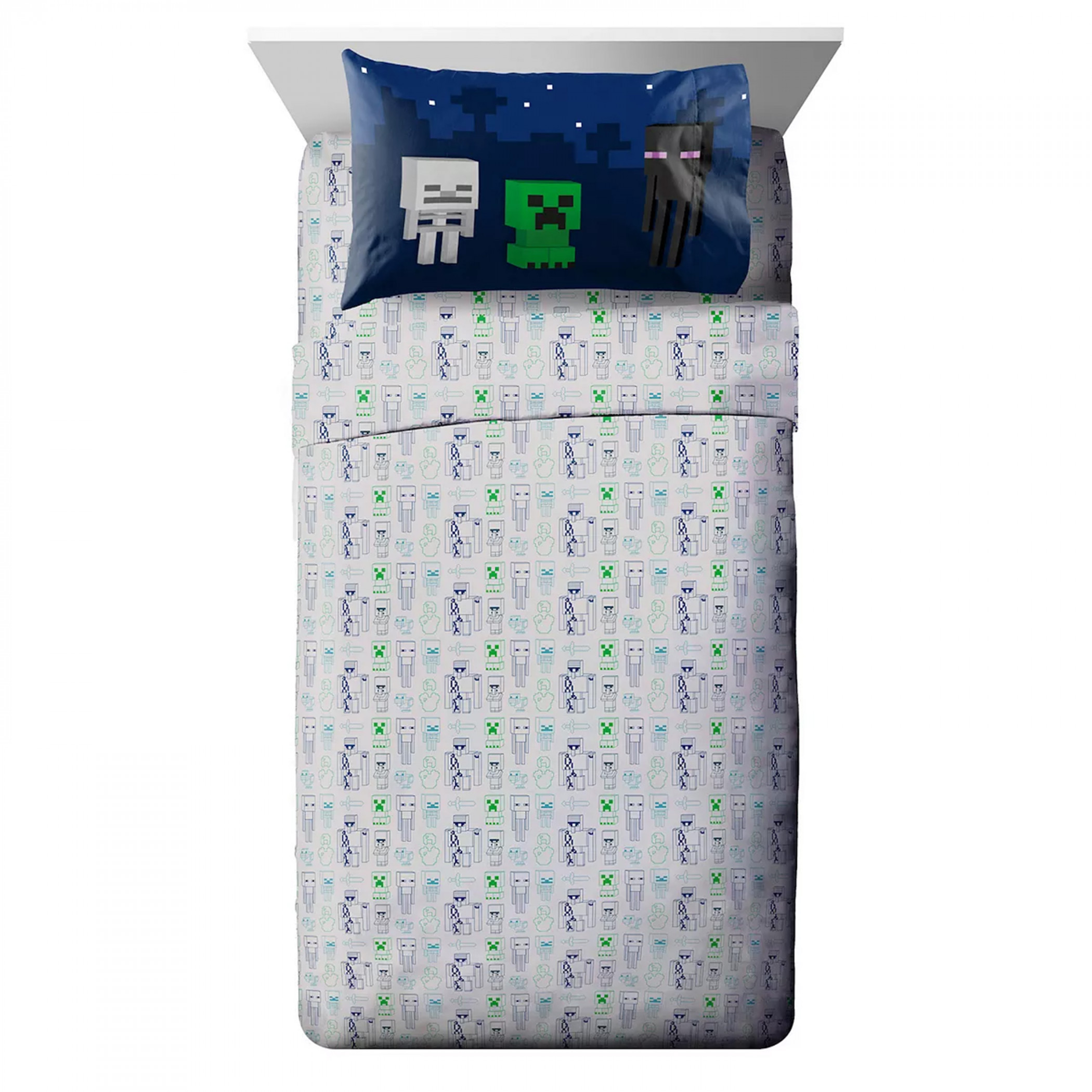 Minecraft Night Mobs Twin Sheet Set, Multi-Color