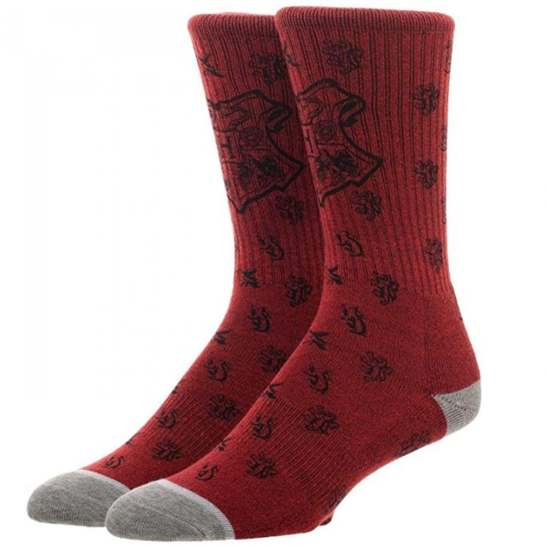 Harry Potter Hogwarts Water Print Men’s Crew Socks, Red