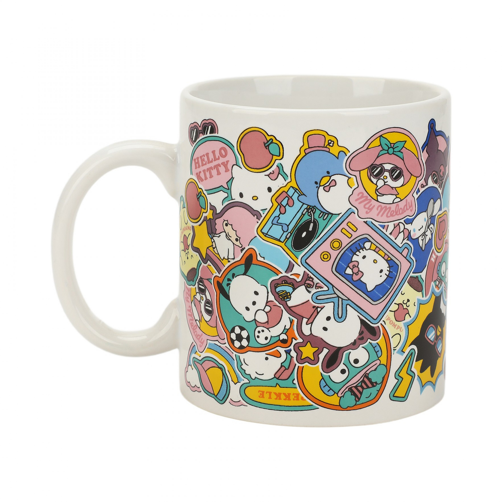 Hello Kitty and Friends Sanrio Sticker Collage 16 oz. Ceramic Mug, White