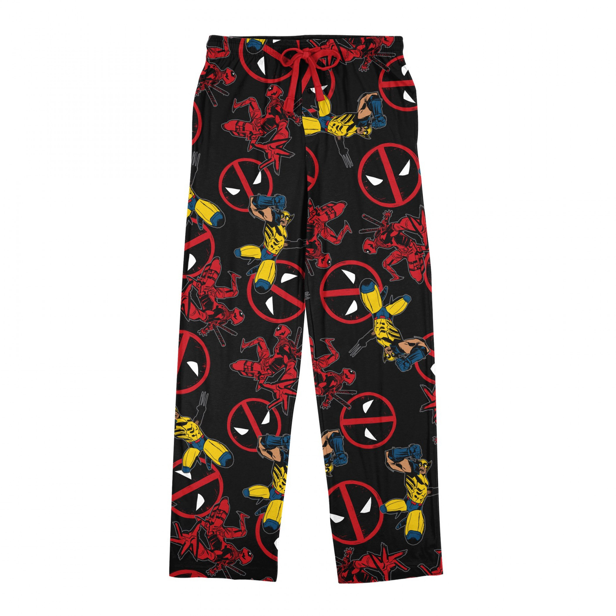 Deadpool and Wolverine Team Up All Over Print Sleep Pants, Black