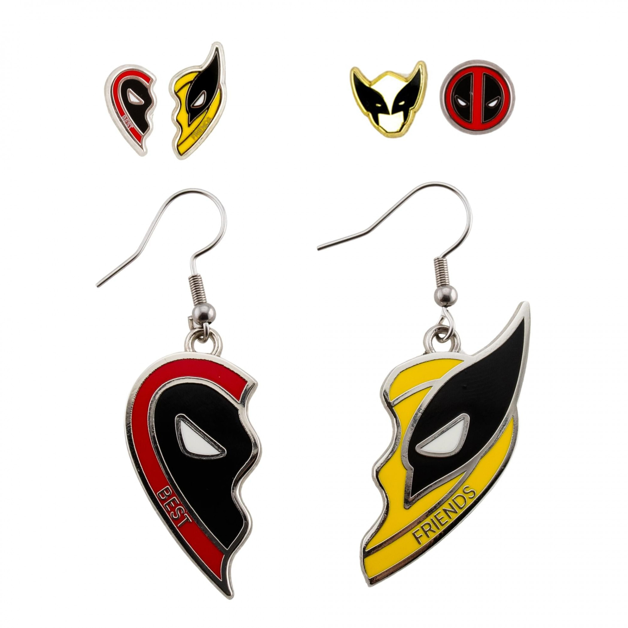 Deadpool and Wolverine BFFs Earrings, Multi-Color