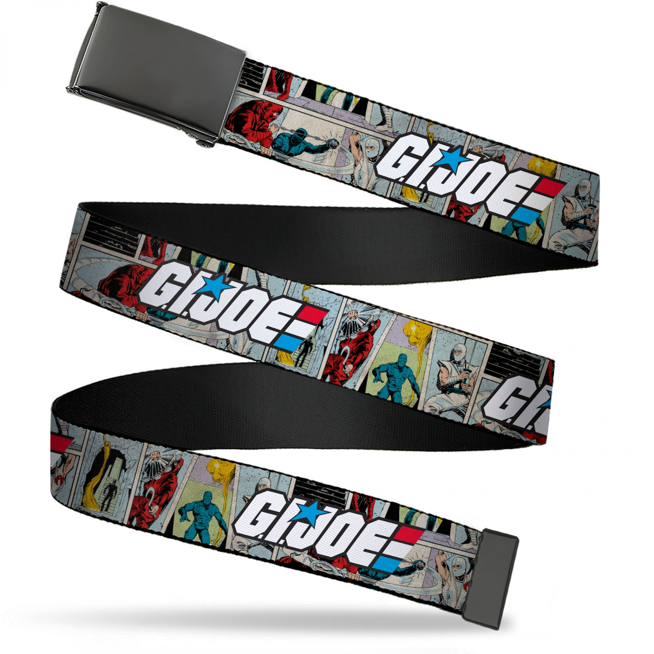 GI Joe Title Logo and Comic Scene  1.5' Web Belt, Black