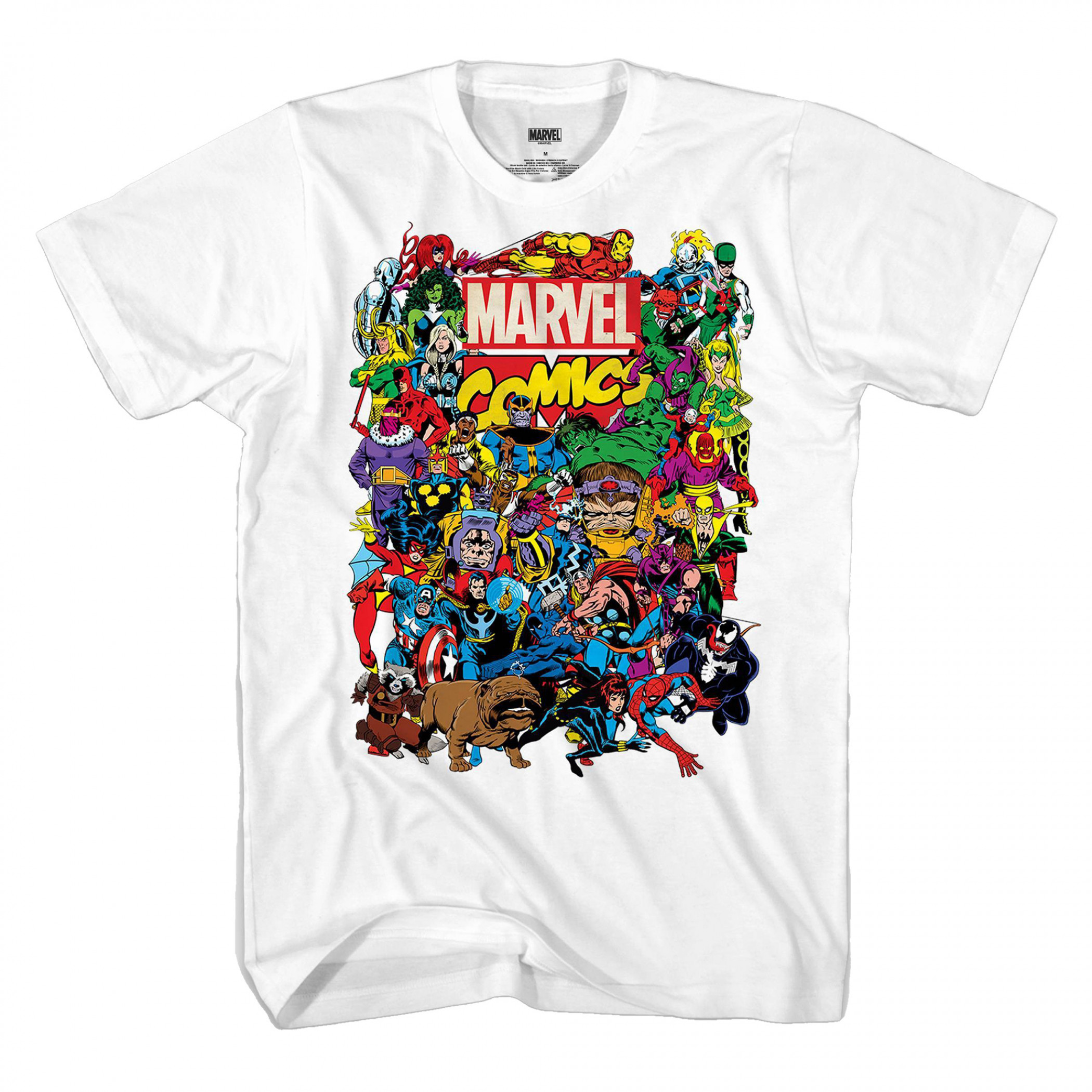 Marvel Heroes Group Shot Comic Art T-Shirt, White