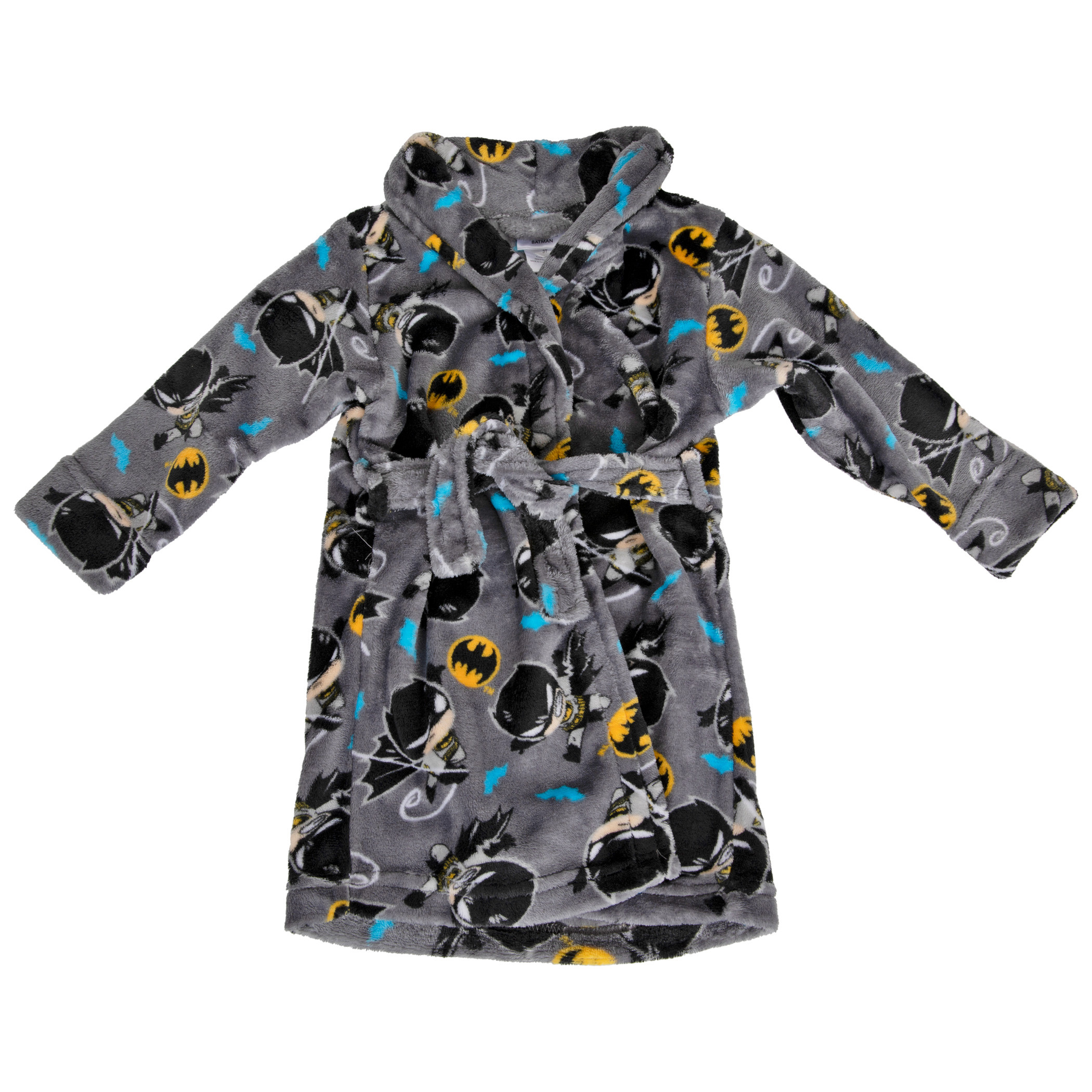 Batman Character and Logos Velvet Fleece Toddler Robe, Grey