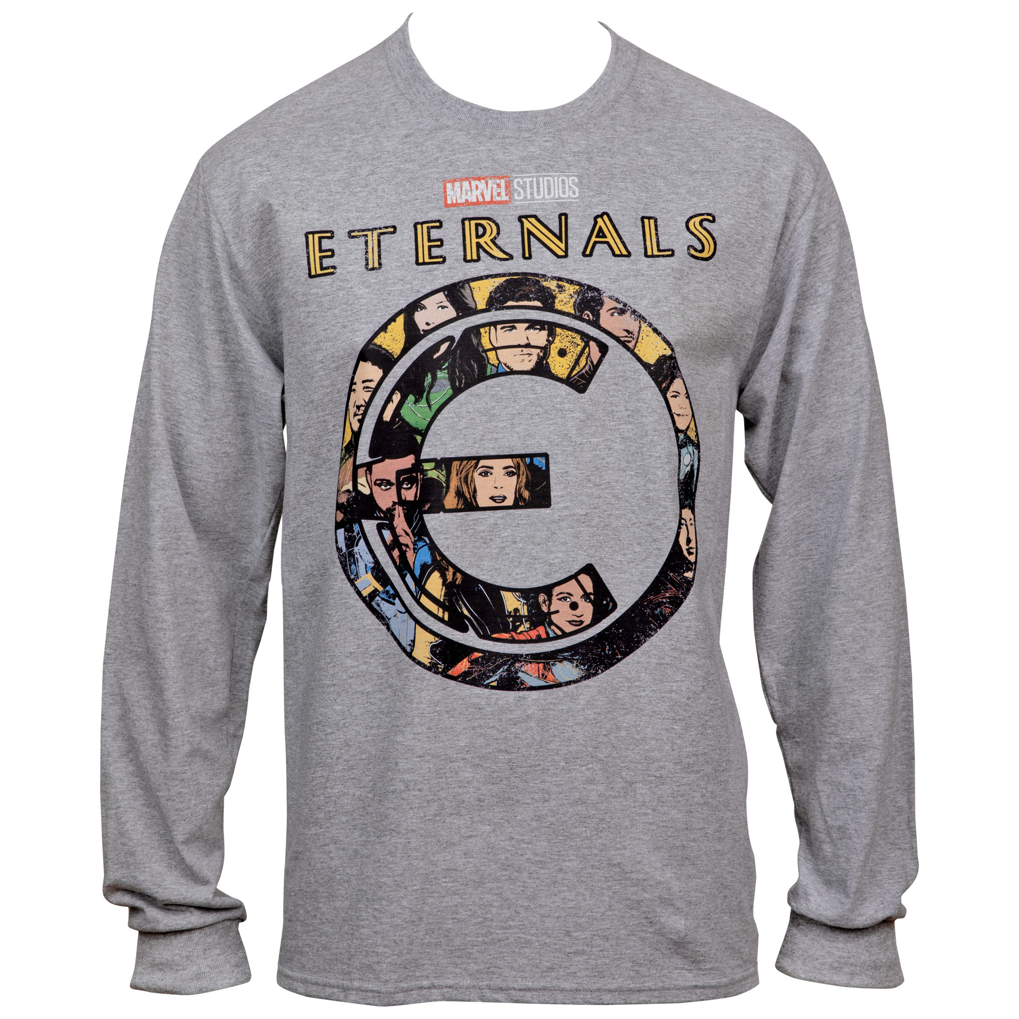Marvel The Eternals Symbol Classic Characters Profiles Long Sleeve T-Shirt, Grey