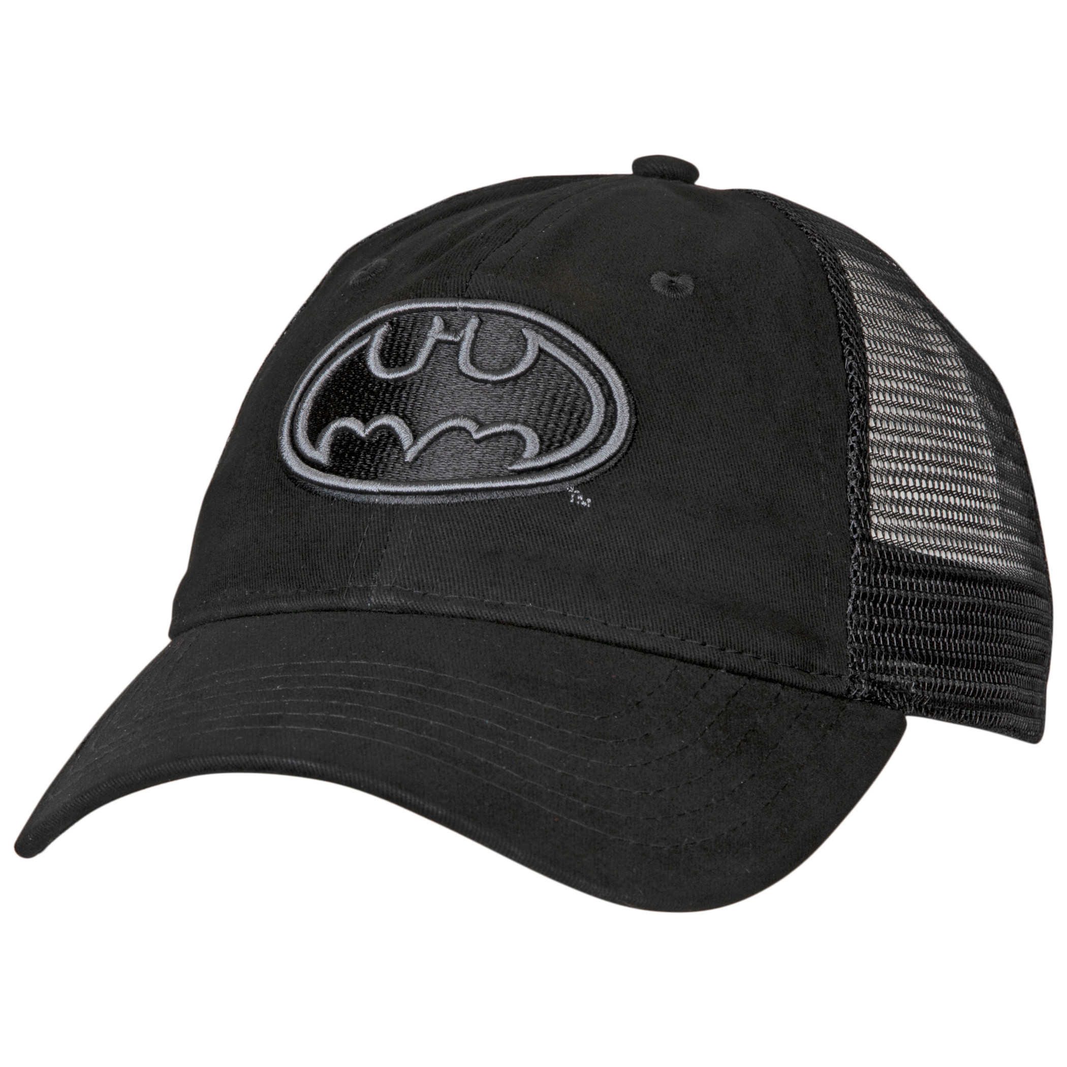 Batman Classic Symbol In Black Curved Brim Adjustable Dad Hat, Black