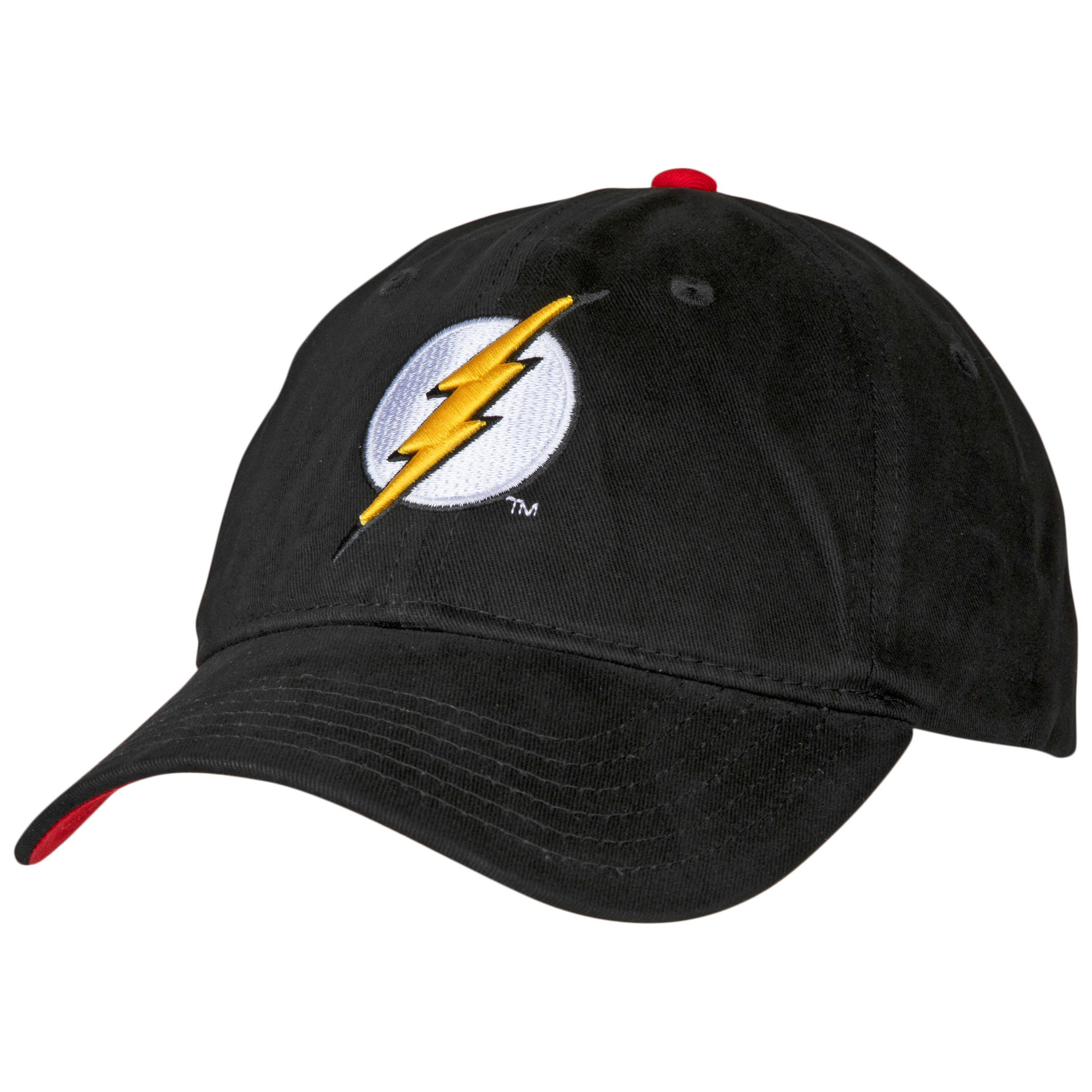 The Flash Classic Symbol Curved Brim Adjustable Dad Hat, Black