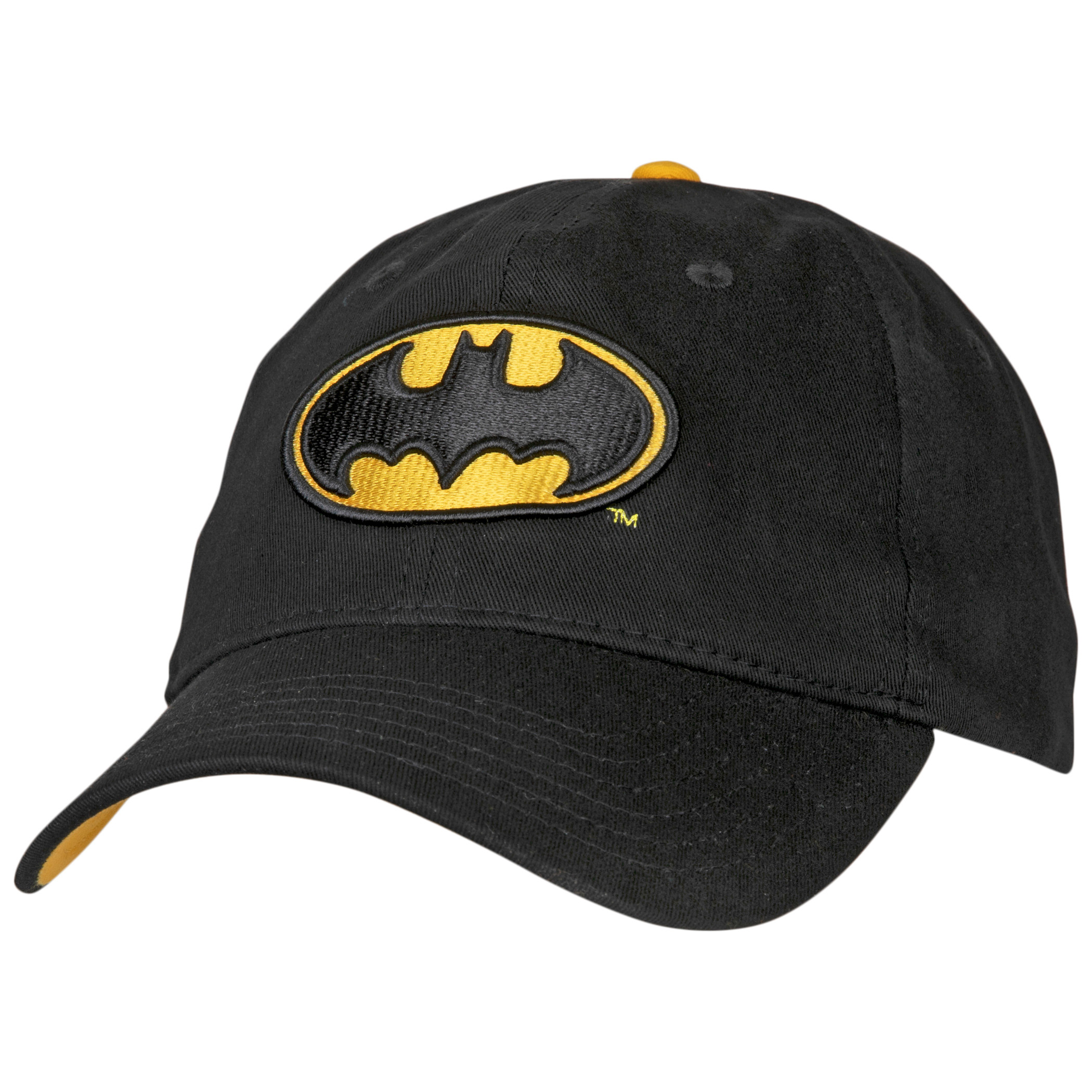 Batman Classic Symbol Curved Brim Adjustable Dad Hat, Black