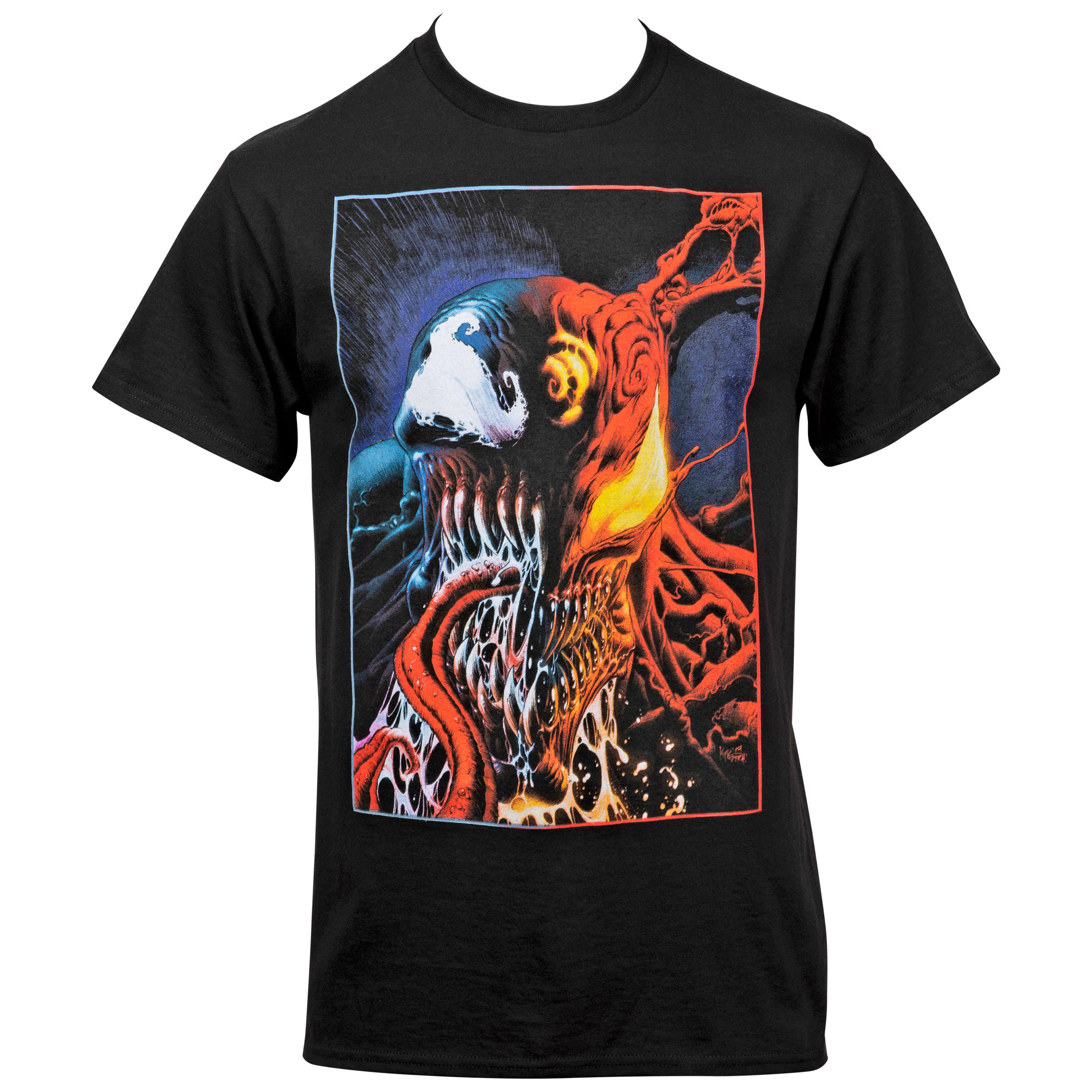 Venom And Carnage Split Face T-Shirt, Black