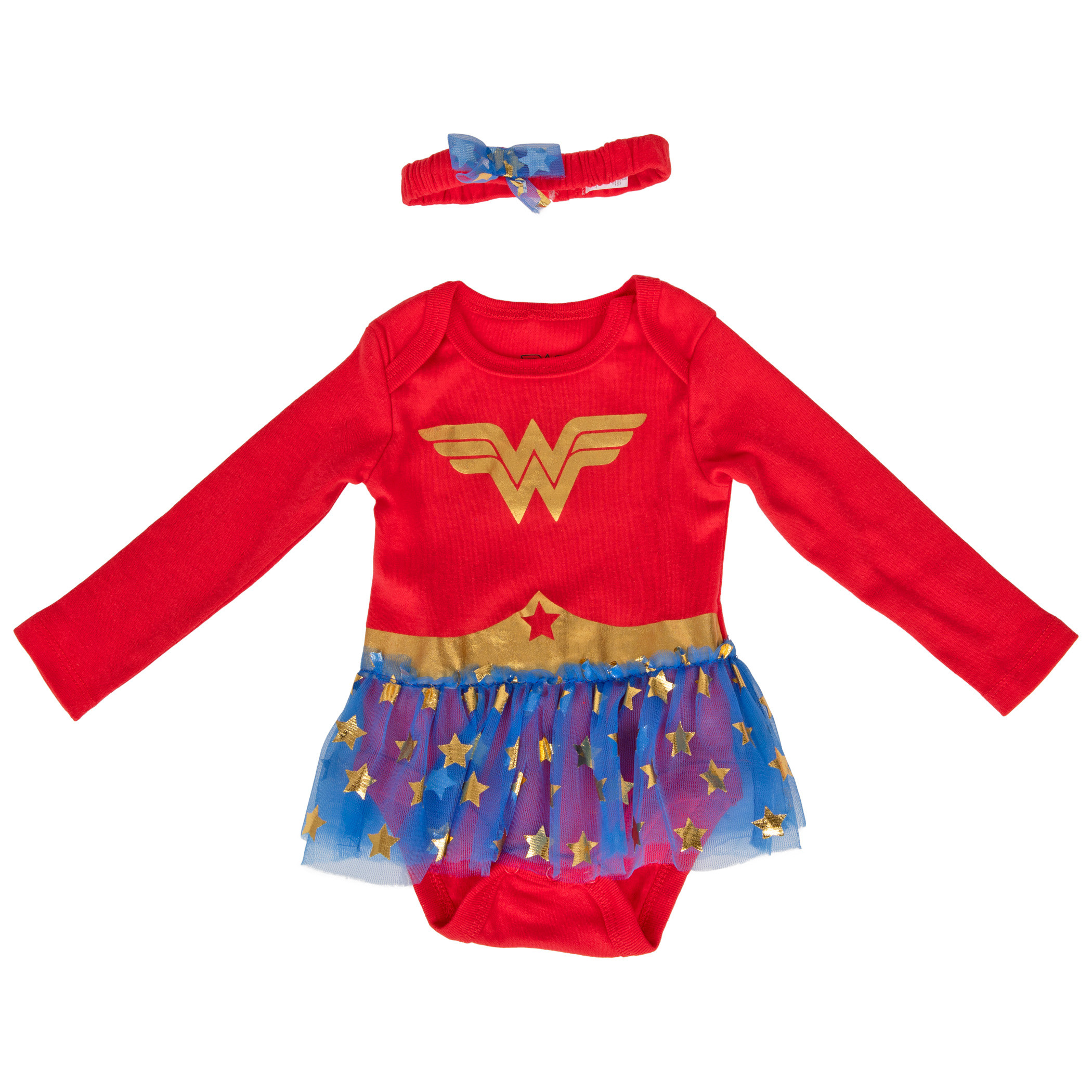 Wonder Woman Costume Infant Bodysuit With Headband Set, Red