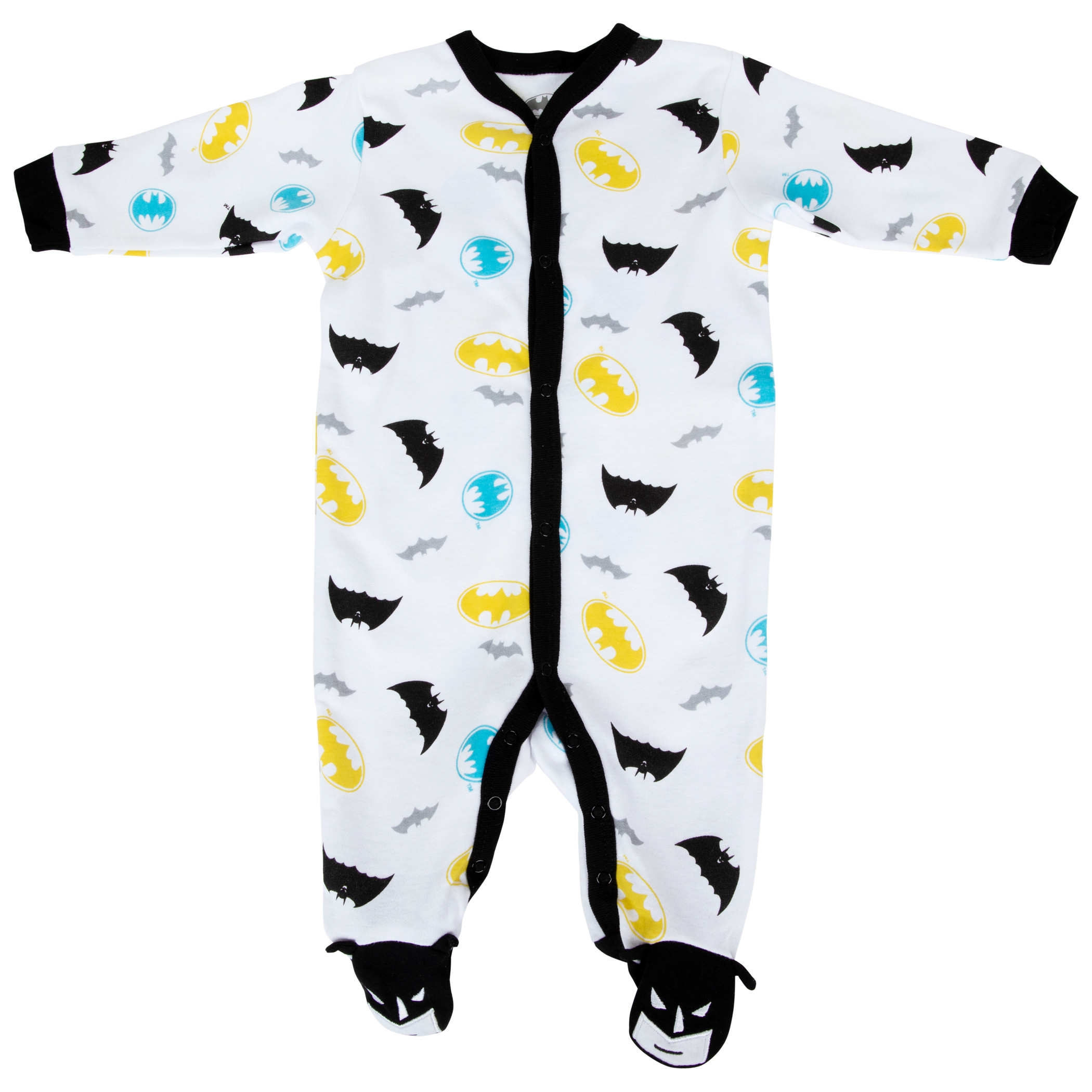 Batman Symbols and Logo Sleep and Play Infant Bodysuit, White