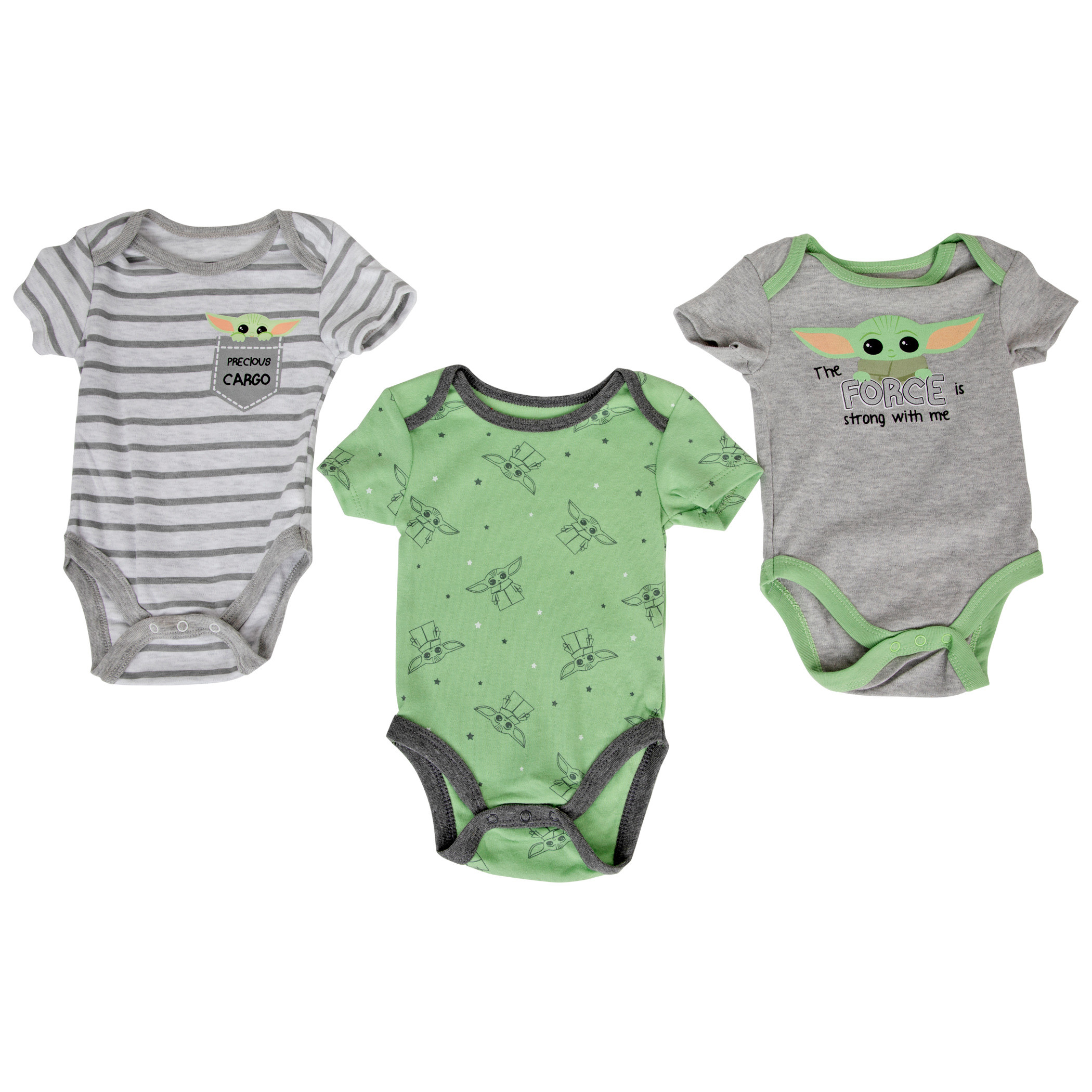 Star Wars The Mandalorian The Child Grogu 3-Pack Infant Bodysuit Set, Multi-Color