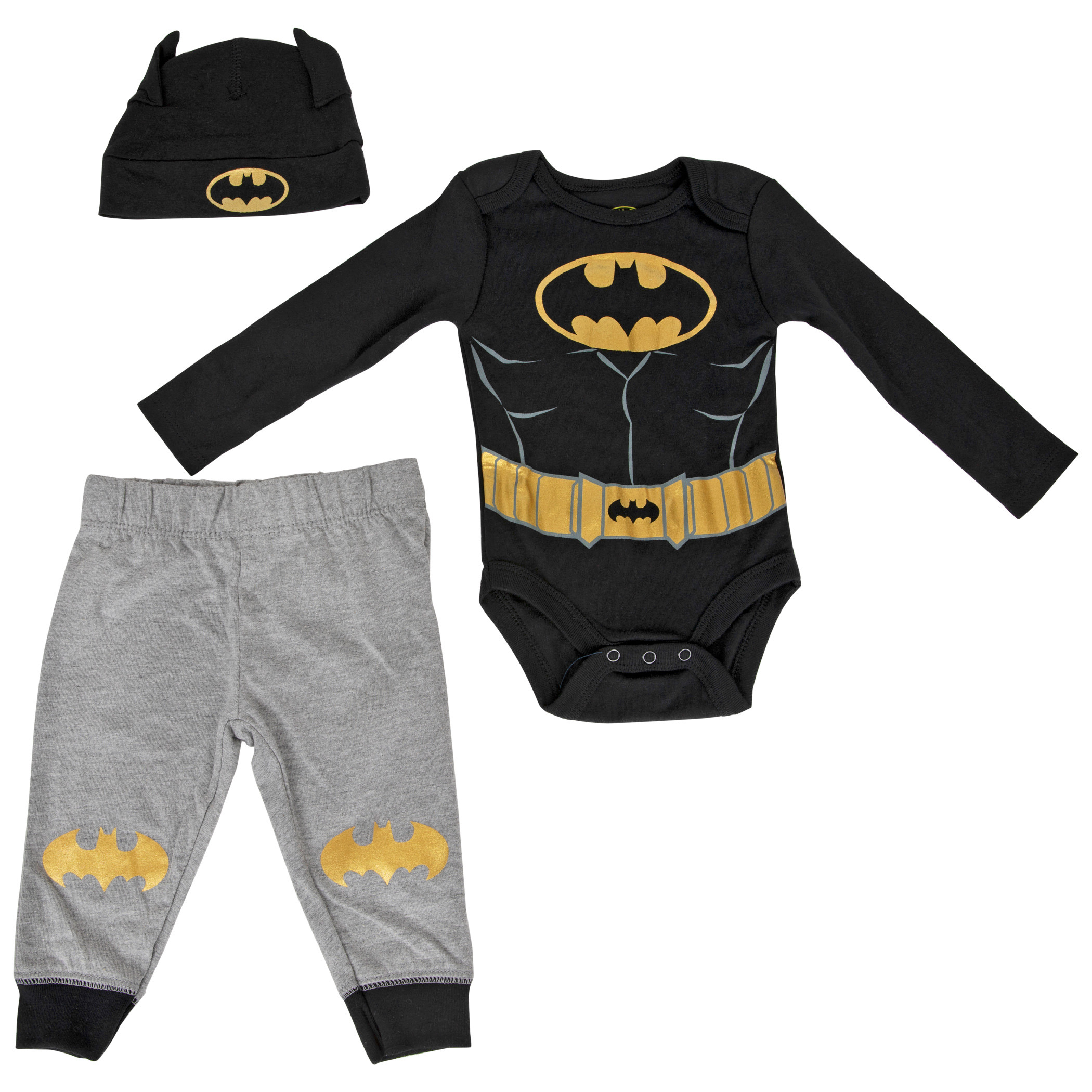 I am Batman Costume 3-Piece Infant Bodysuit Set, Multi-Color