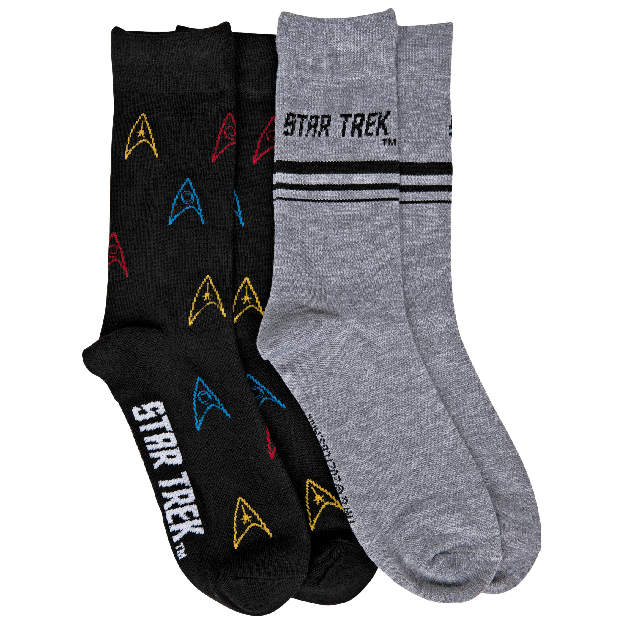 Star Trek Logo & Multicolor Emblem Crew Socks 2-Pack, Multi-Color