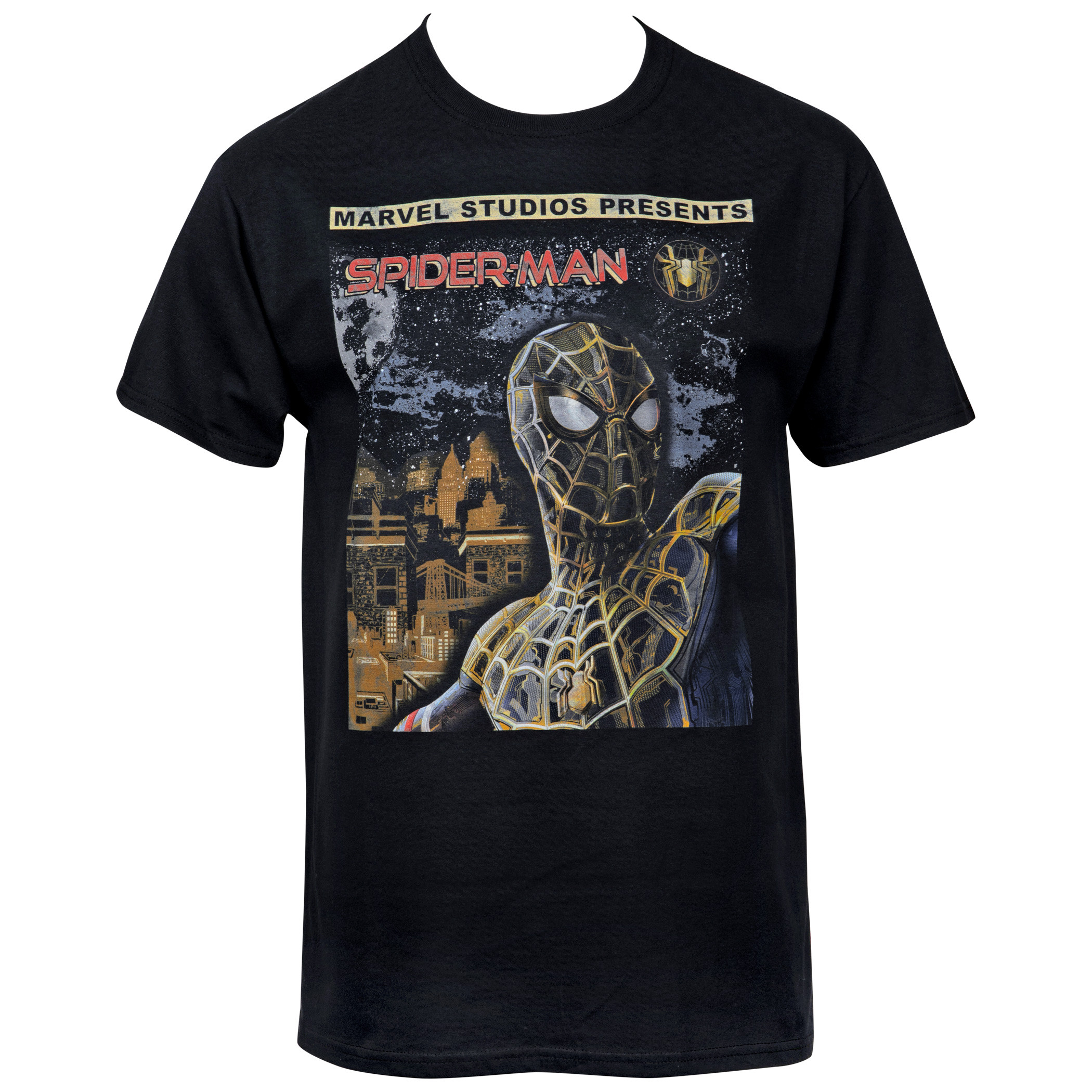 Spider-Man No Way Home Movie Marvel Studios Comic Cover T-Shirt, Black