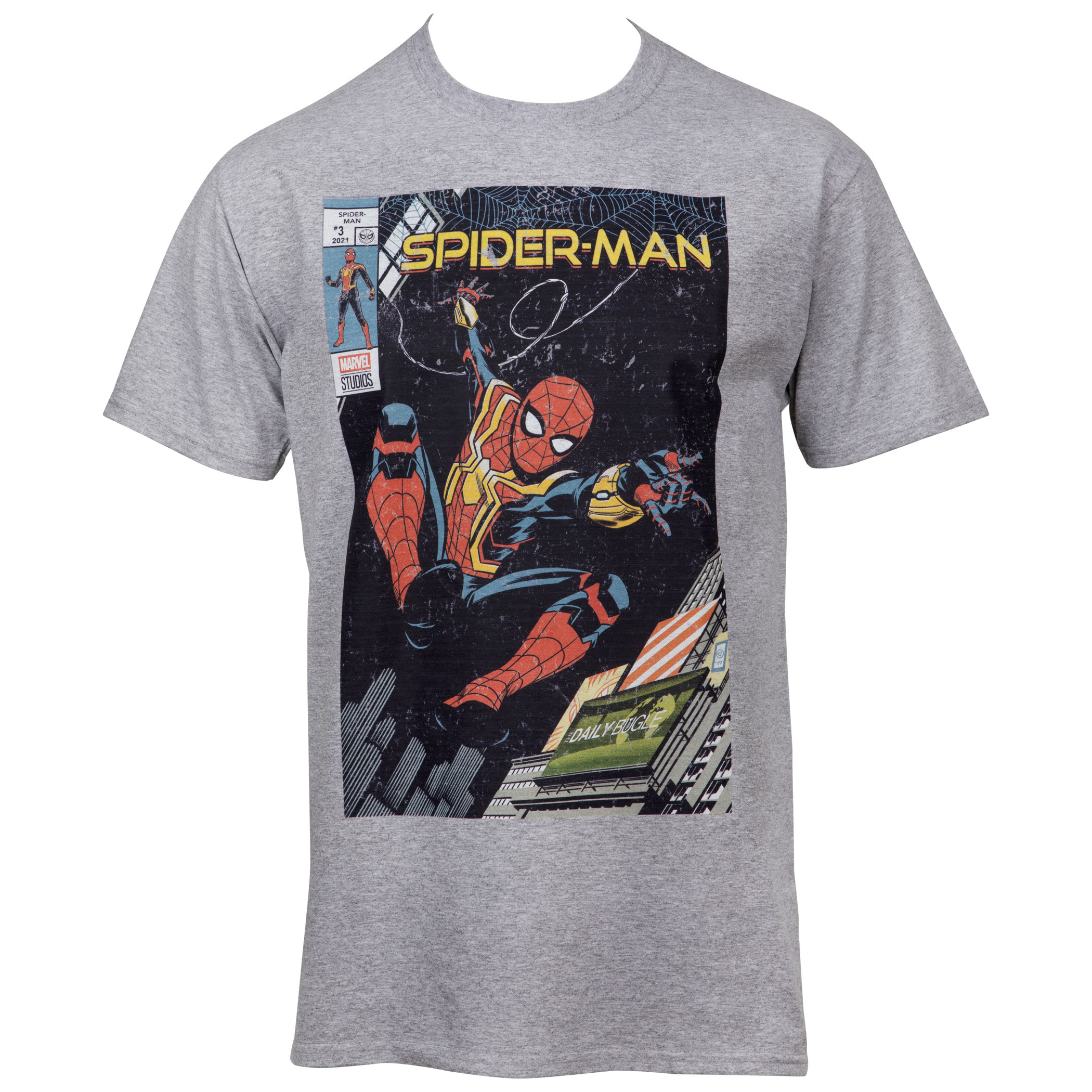 Spider-Man No Way Home Movie Comic Cover T-Shirt, Grey