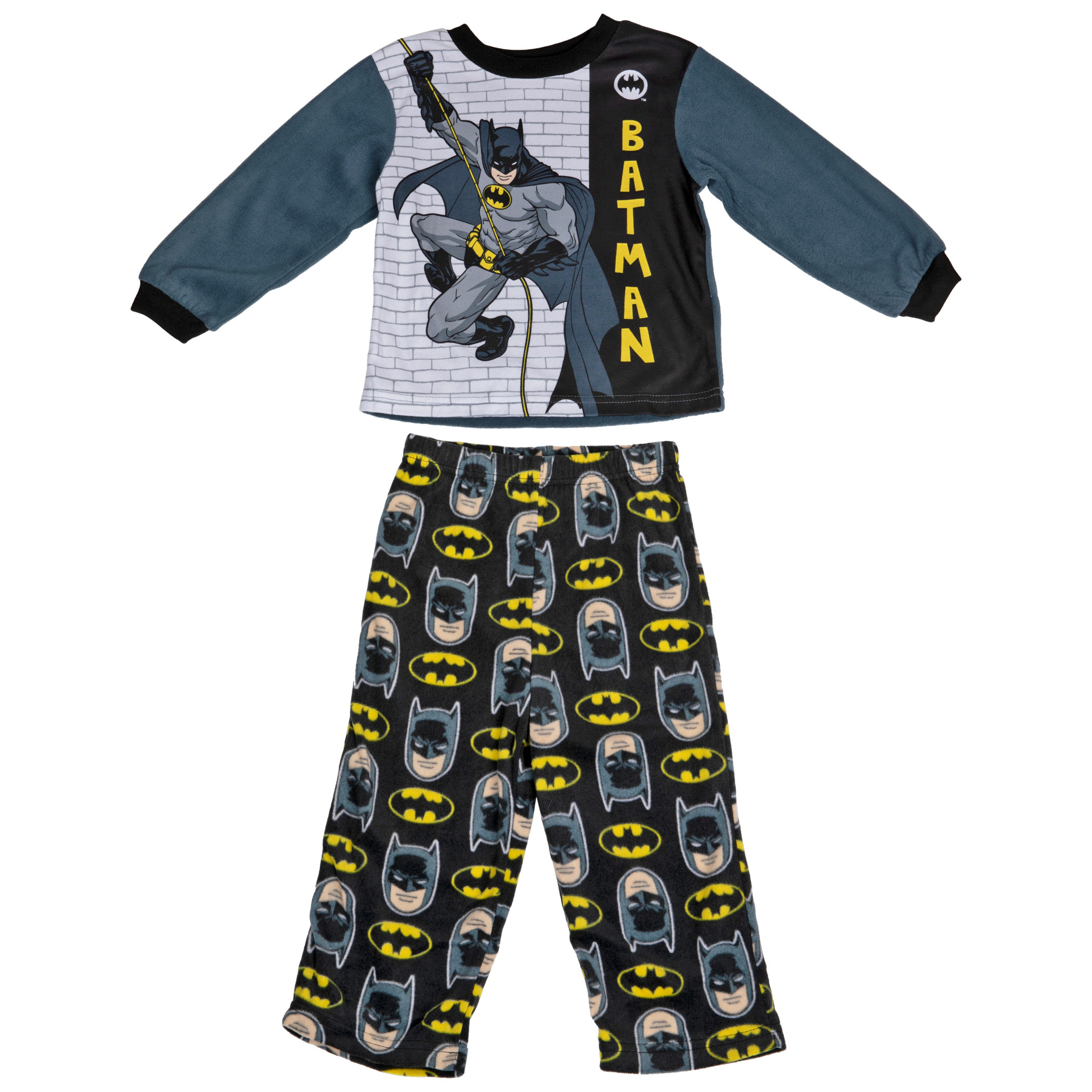 Batman Hero Pose and All Over Heads and Symbols Pajama Set, Multi-Color