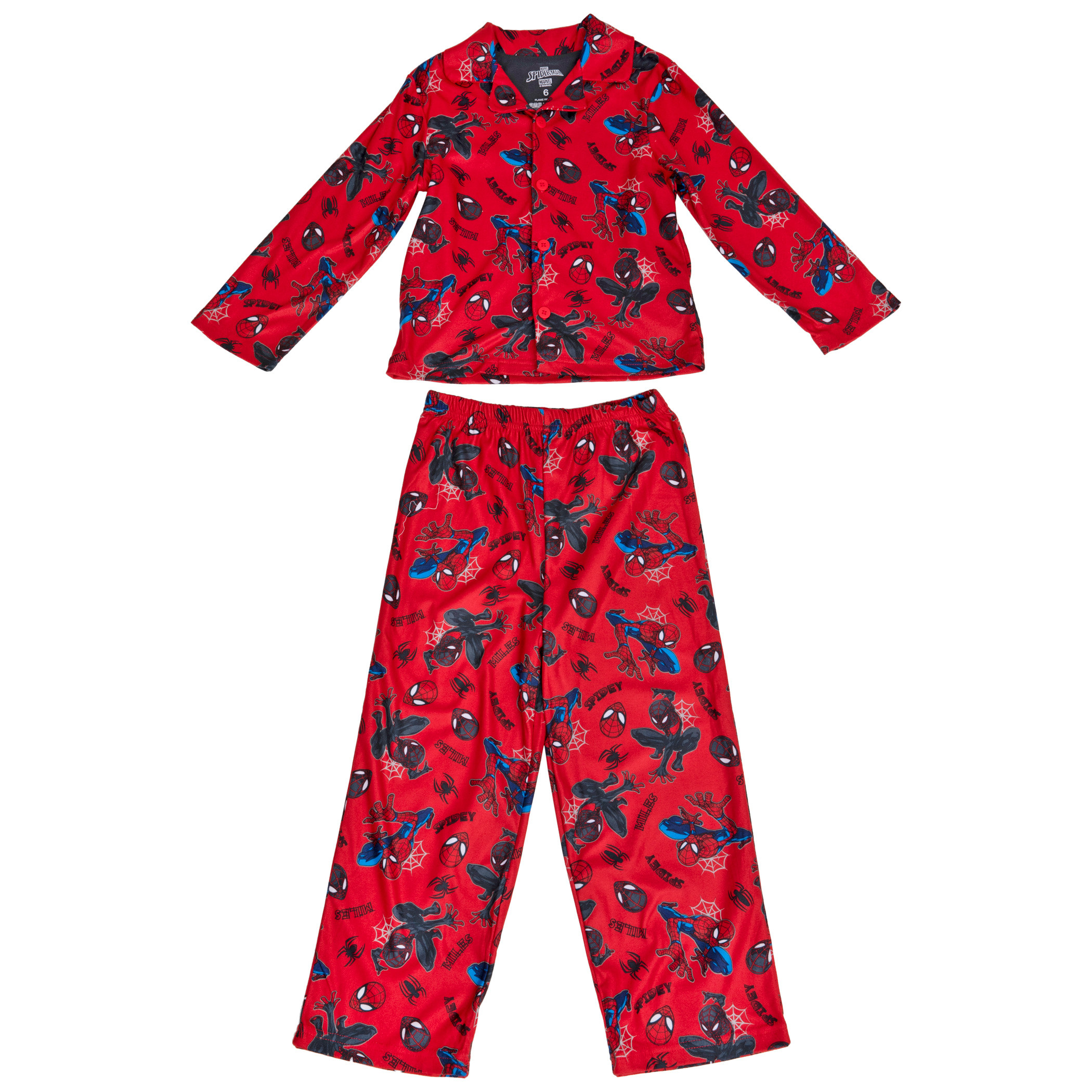 Spider-Man & Miles Morales Character All Over Pajama Set, Red
