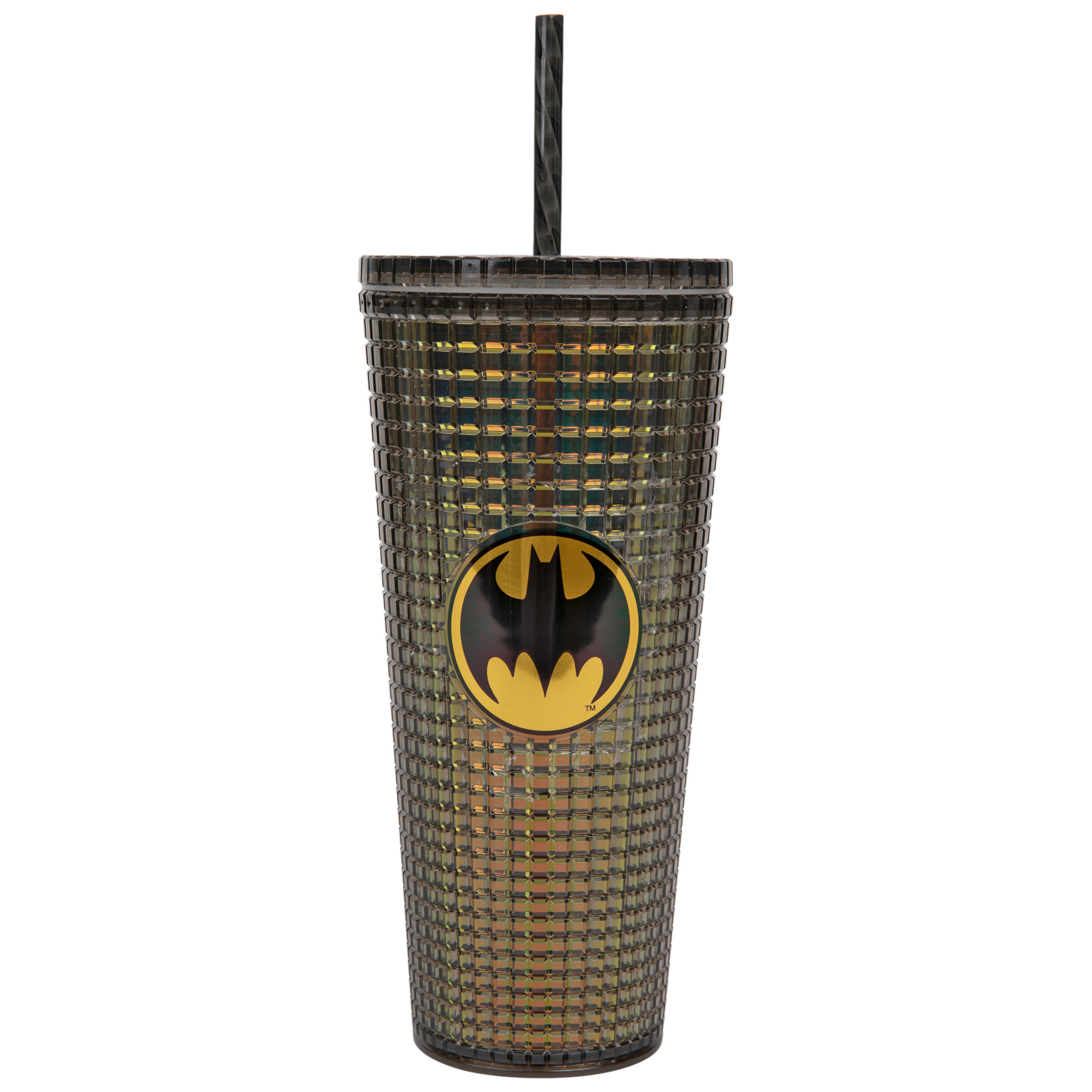 Batman Symbol Diamond Travel Mug with Straw, Multi-Color