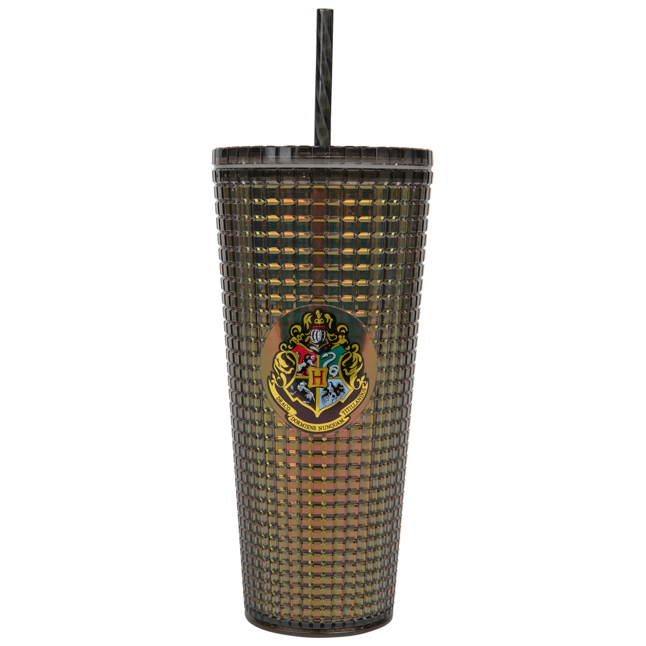 Harry Potter Hogwarts Symbol Diamond Travel Mug with Straw, Multi-Color