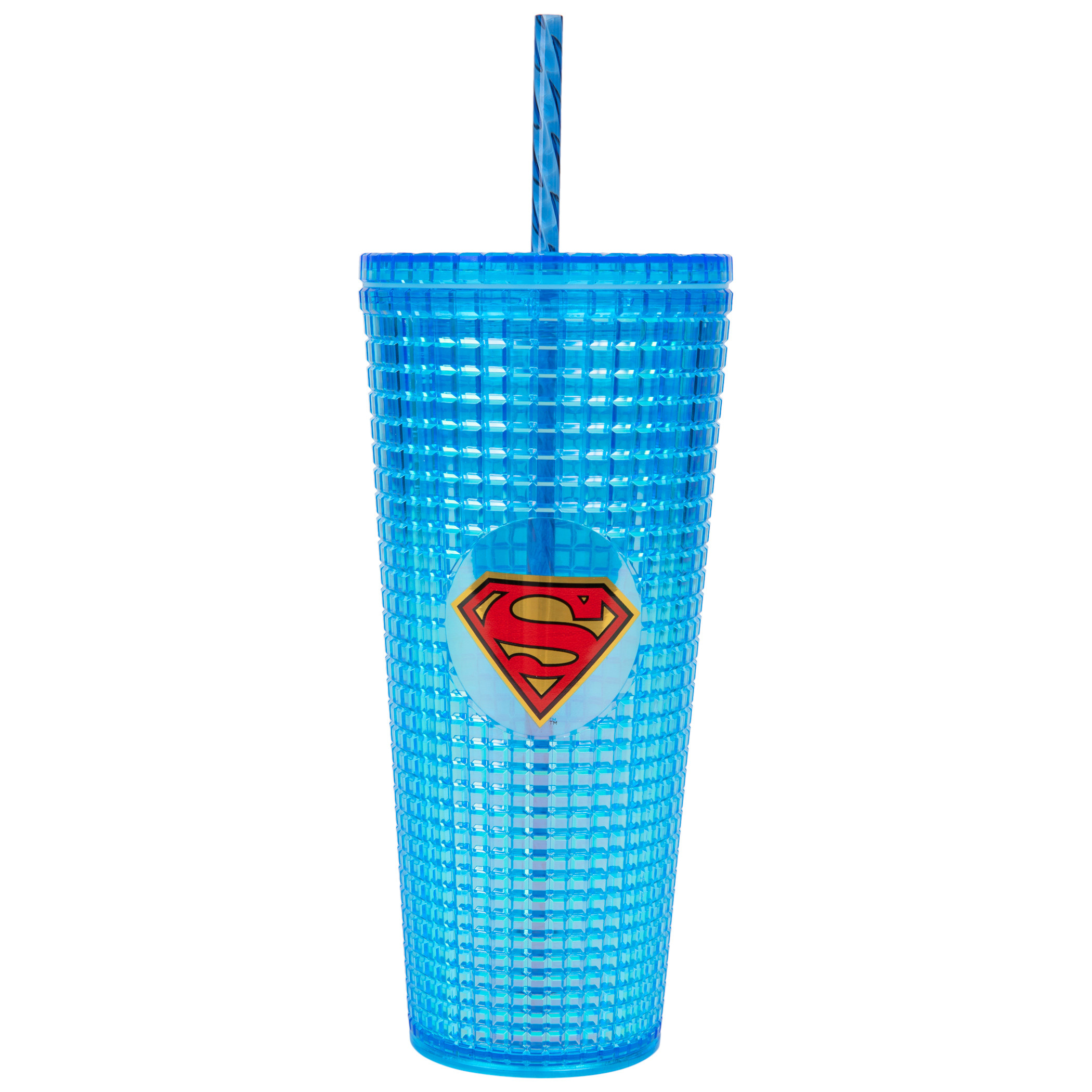 Superman Symbol Diamond Travel Mug with Straw, Multi-Color