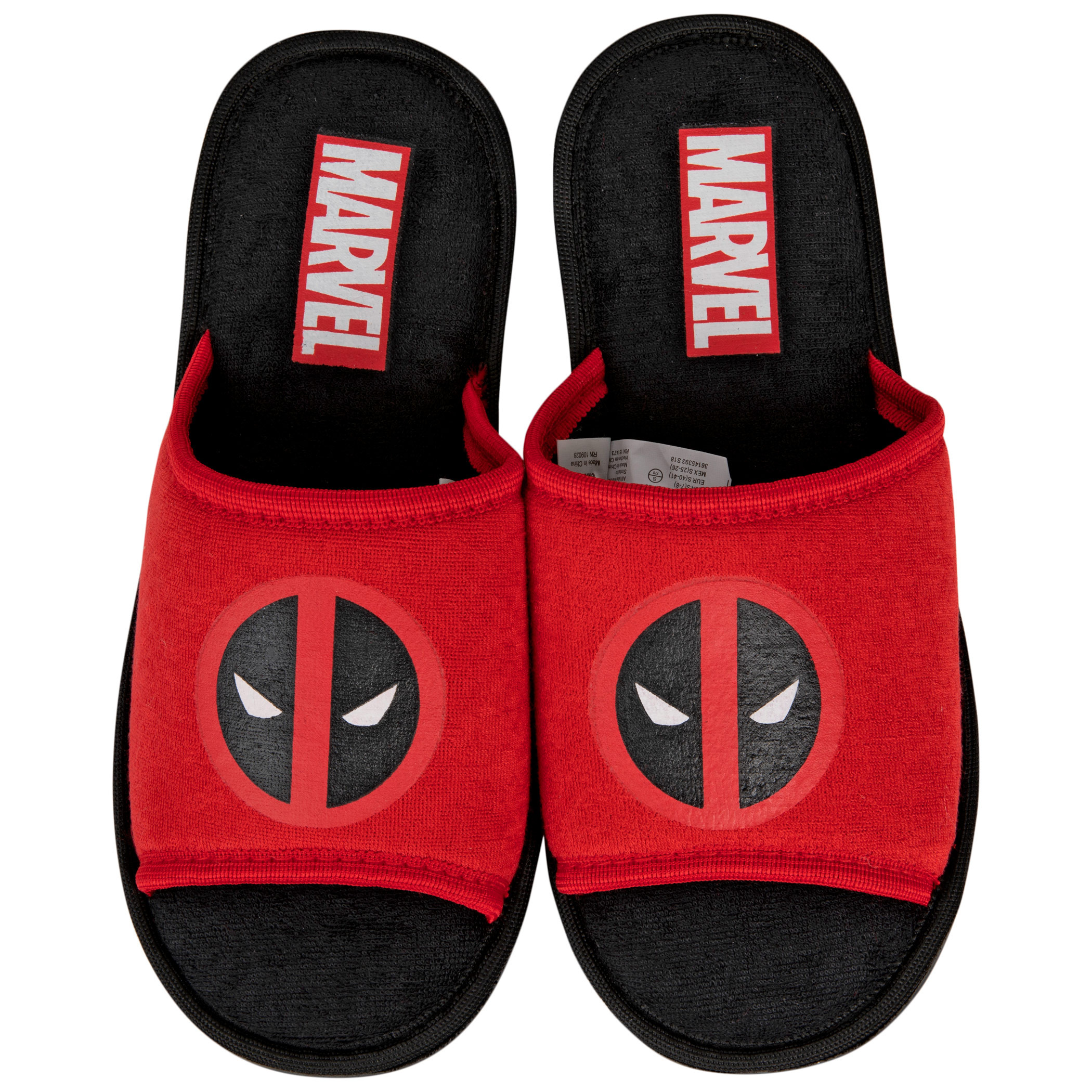 Marvel Deadpool Face Symbol Slides Sandals, Multi-Color