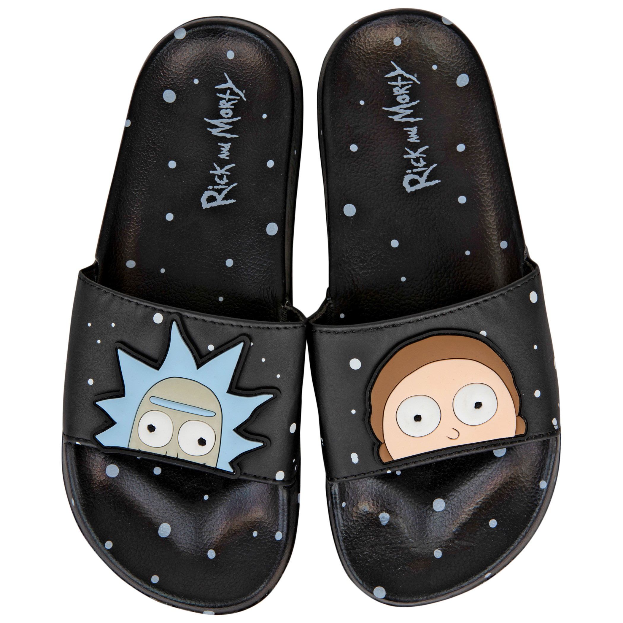 Rick And Morty Character Slides Sandals, Black