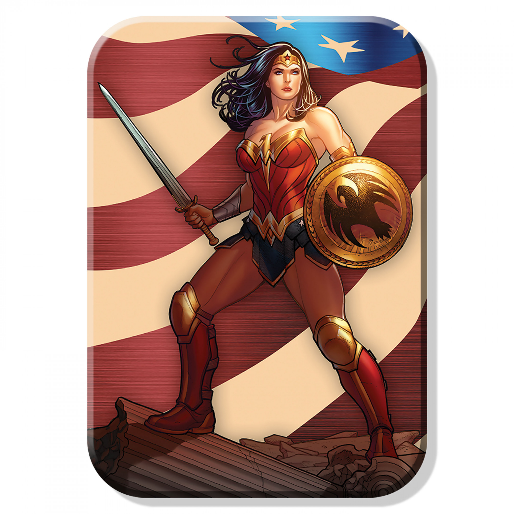Wonder Woman Patriotic Tin Magnet, Multi-Color