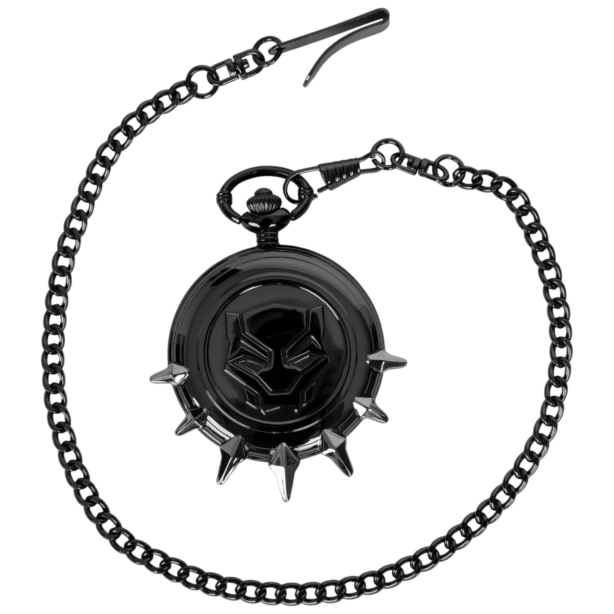 Marvel Comics Black Panther Emblem Etched Pocket Watch, Black