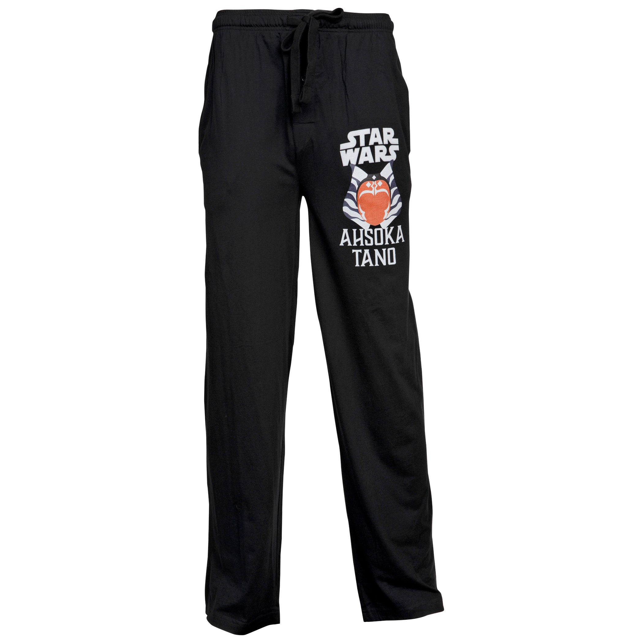 Star Wars Ahsoka Tano Character Face and Text Pajama Sleep Pants, Black