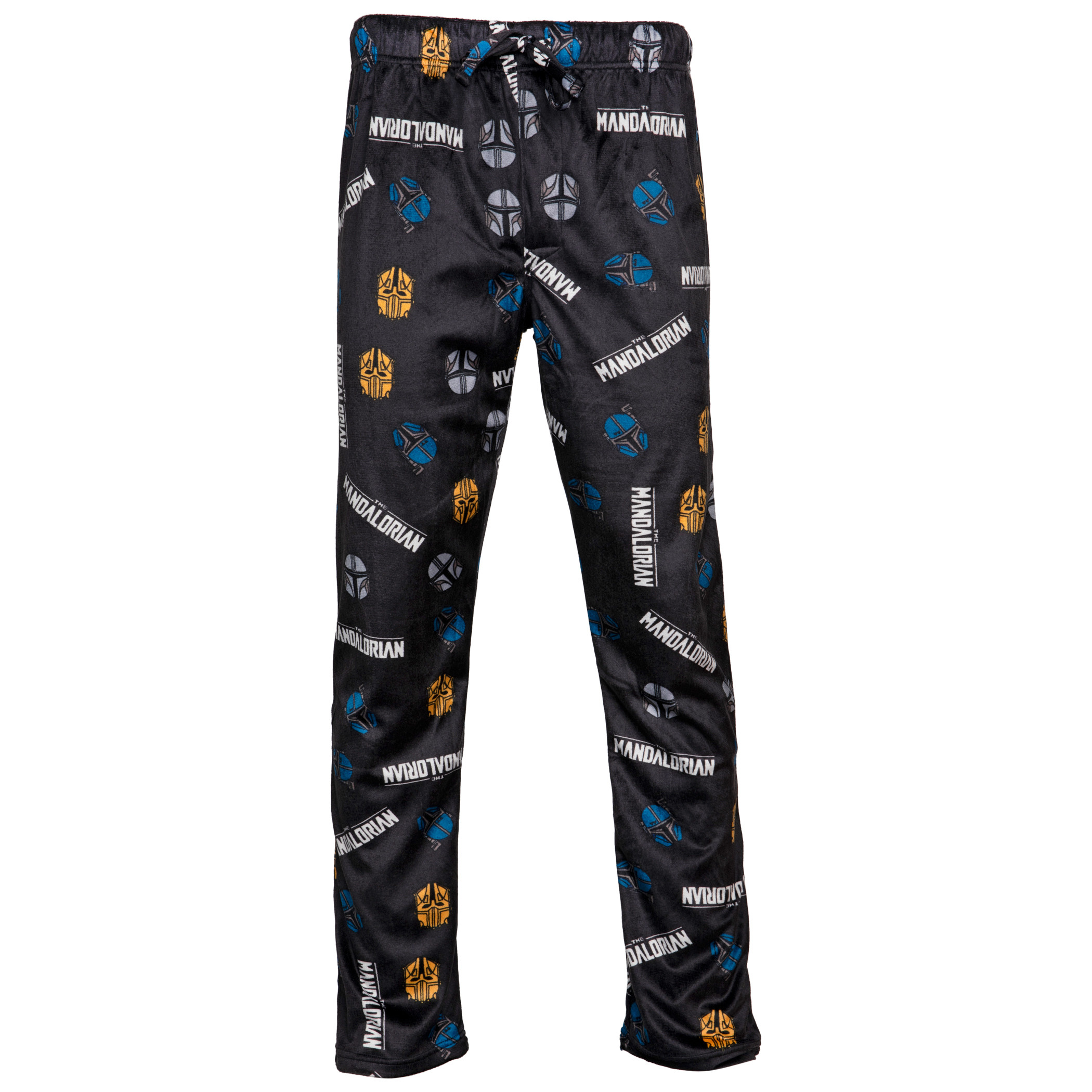 Star Wars The Mandalorian Helmets and Logo All Over Print Sleep Pants, Grey
