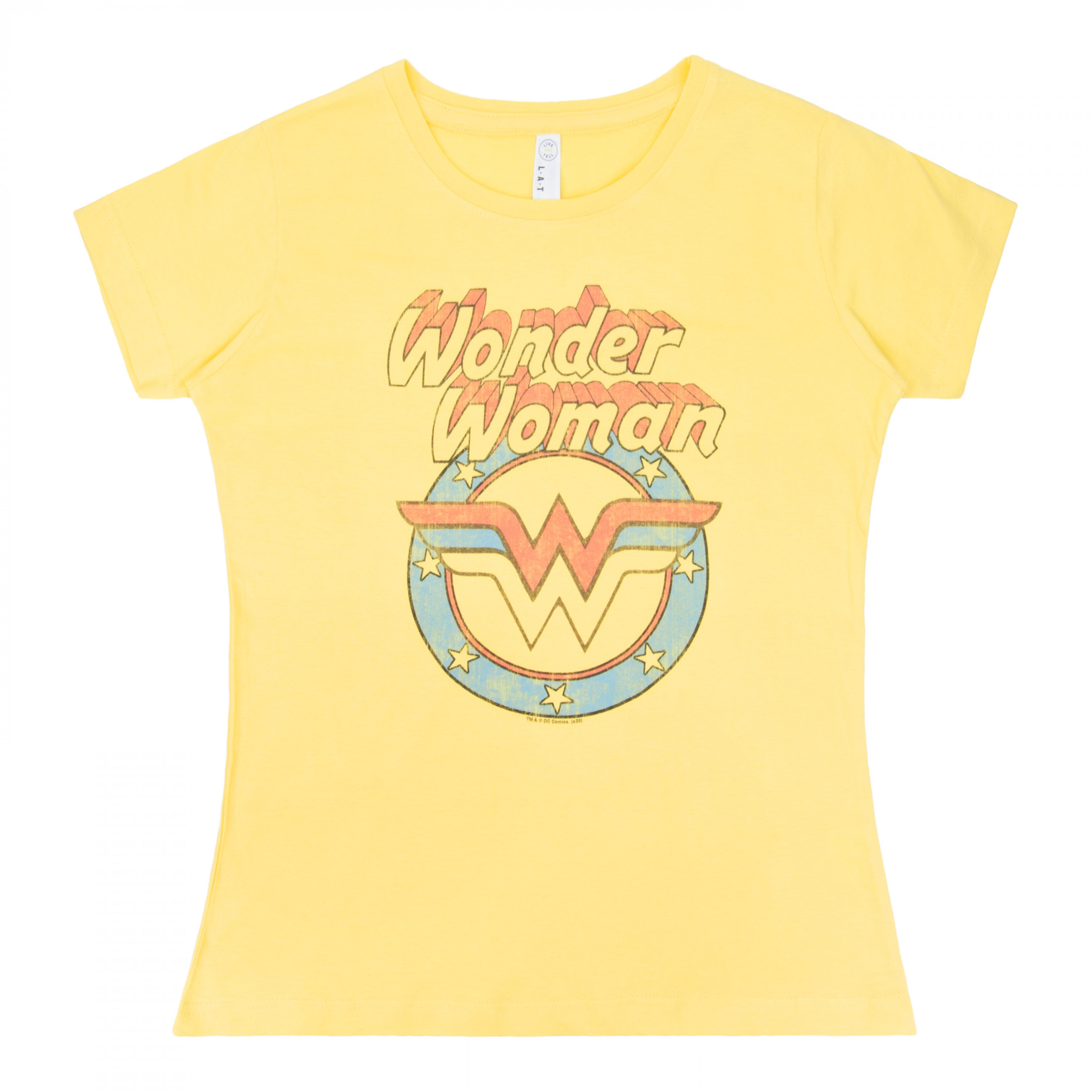 Wonder Woman Vintage Logo Women's Yellow T-Shirt, Yellow
