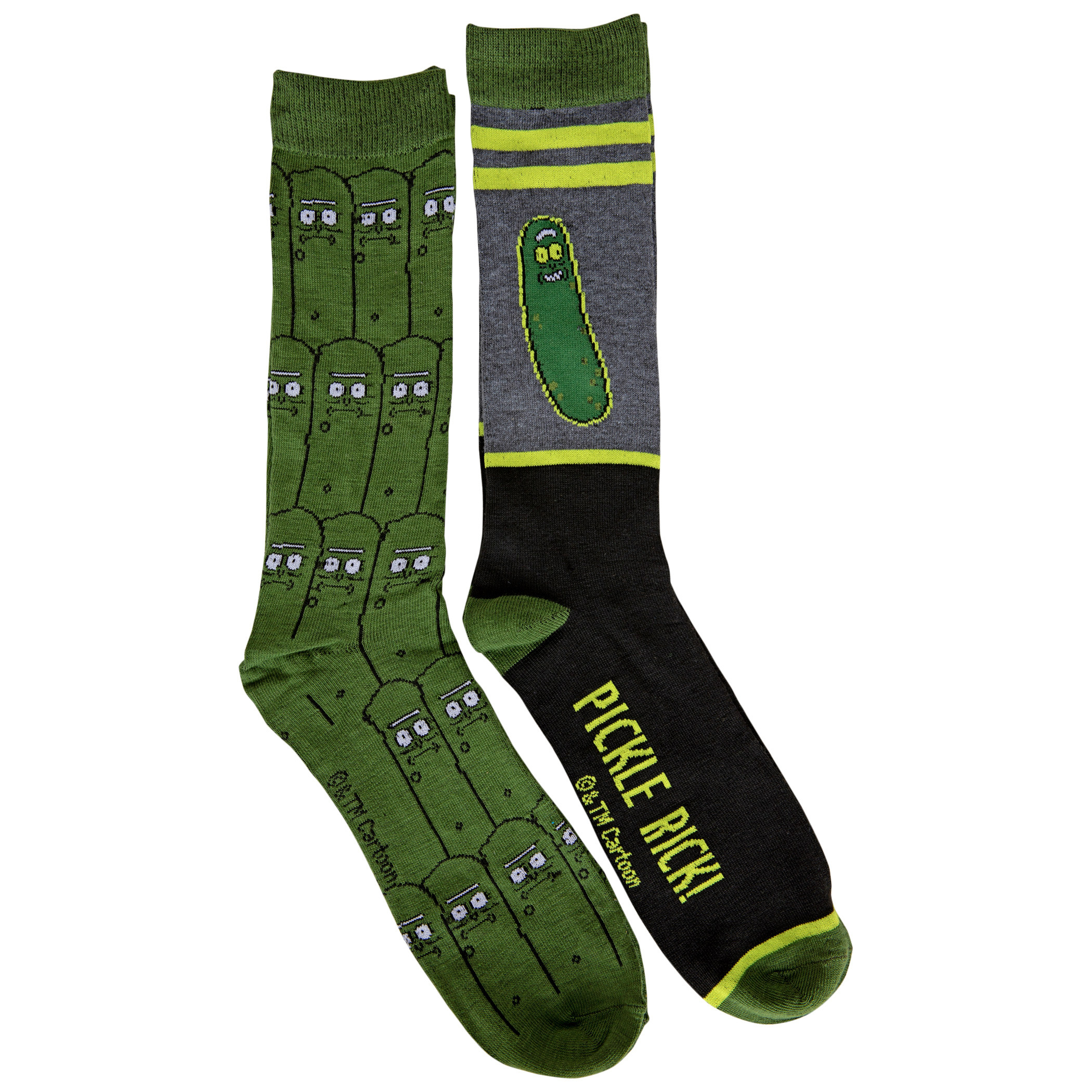 Rick and Morty Pickle Rick 2-Pack Crew Socks, Black