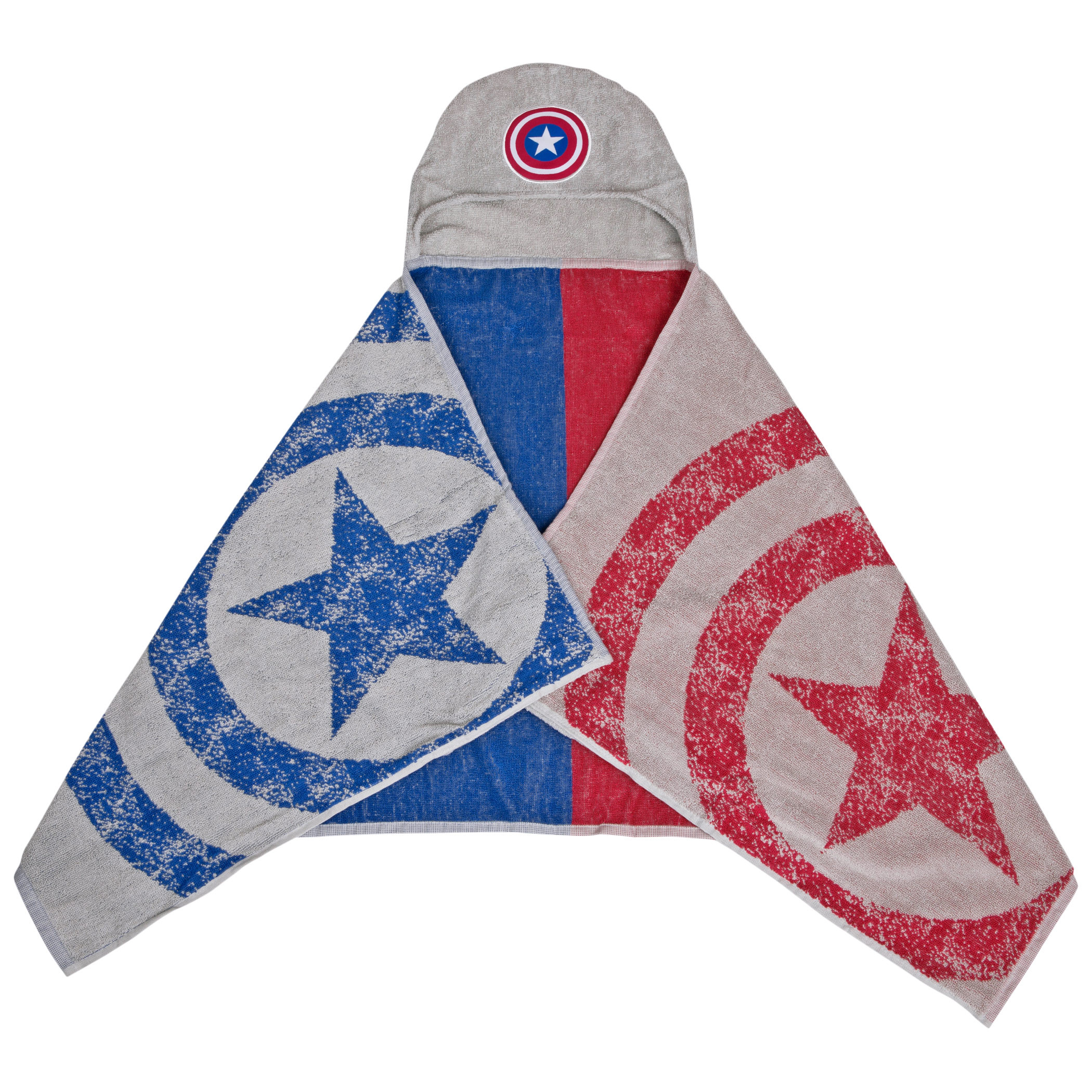 Marvel Comics Captain America Shield & Stars Youth Hooded Bath Poncho, Multi-Color