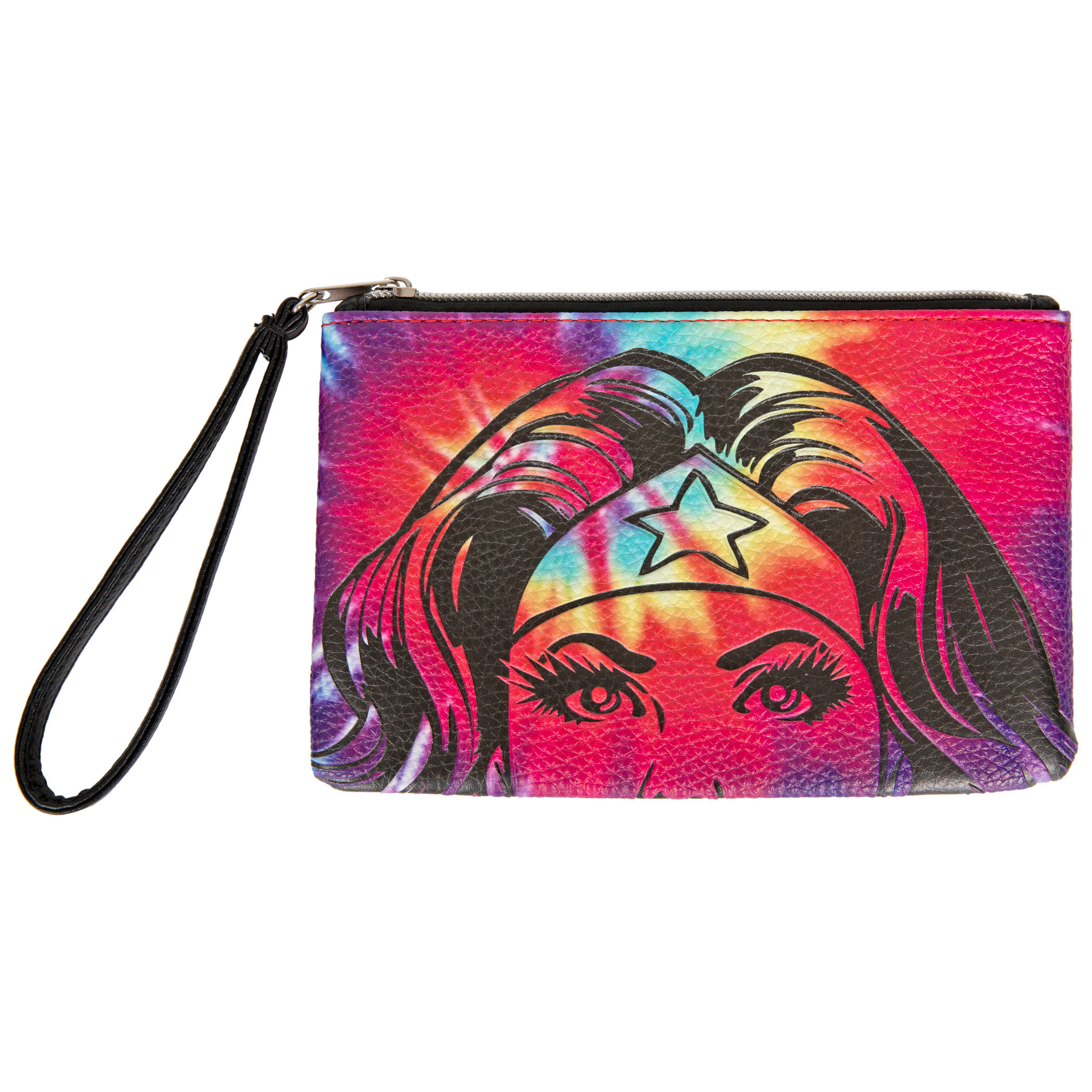 Wonder Woman Tie Dye Character and Text Symbol Purse Wallet Wristlet, Multi-Color