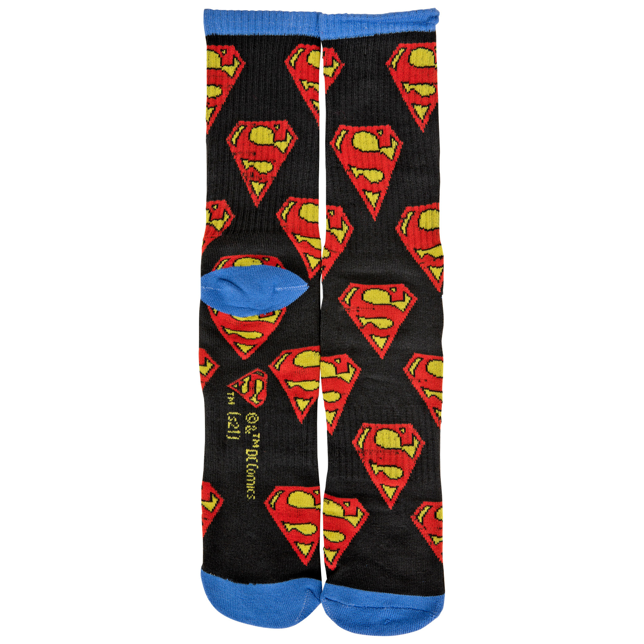 Superman Logo Symbols Repeating Fading Crew Socks, Multi-Color