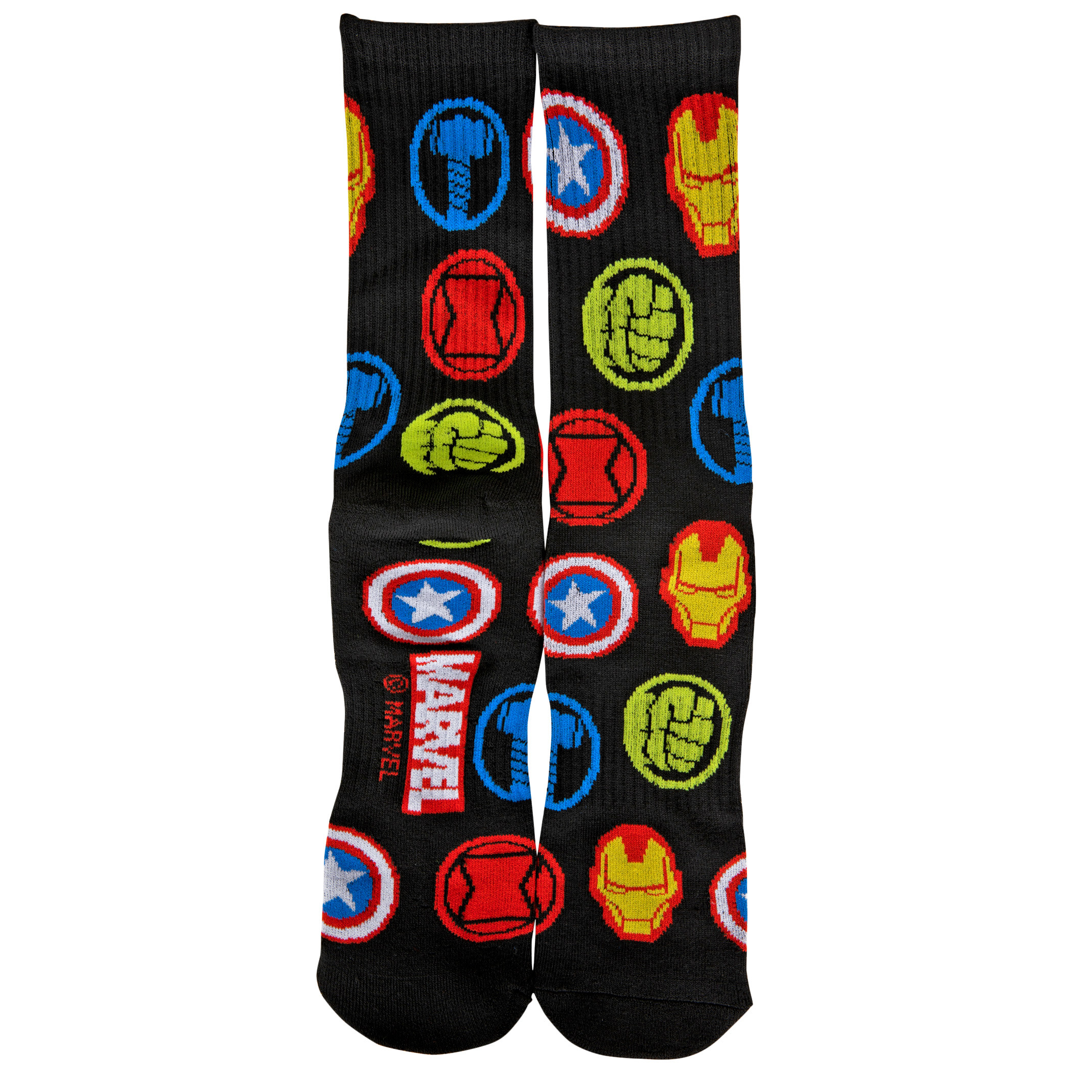 Marvel Avengers Symbols Crew Socks, Multi-Color