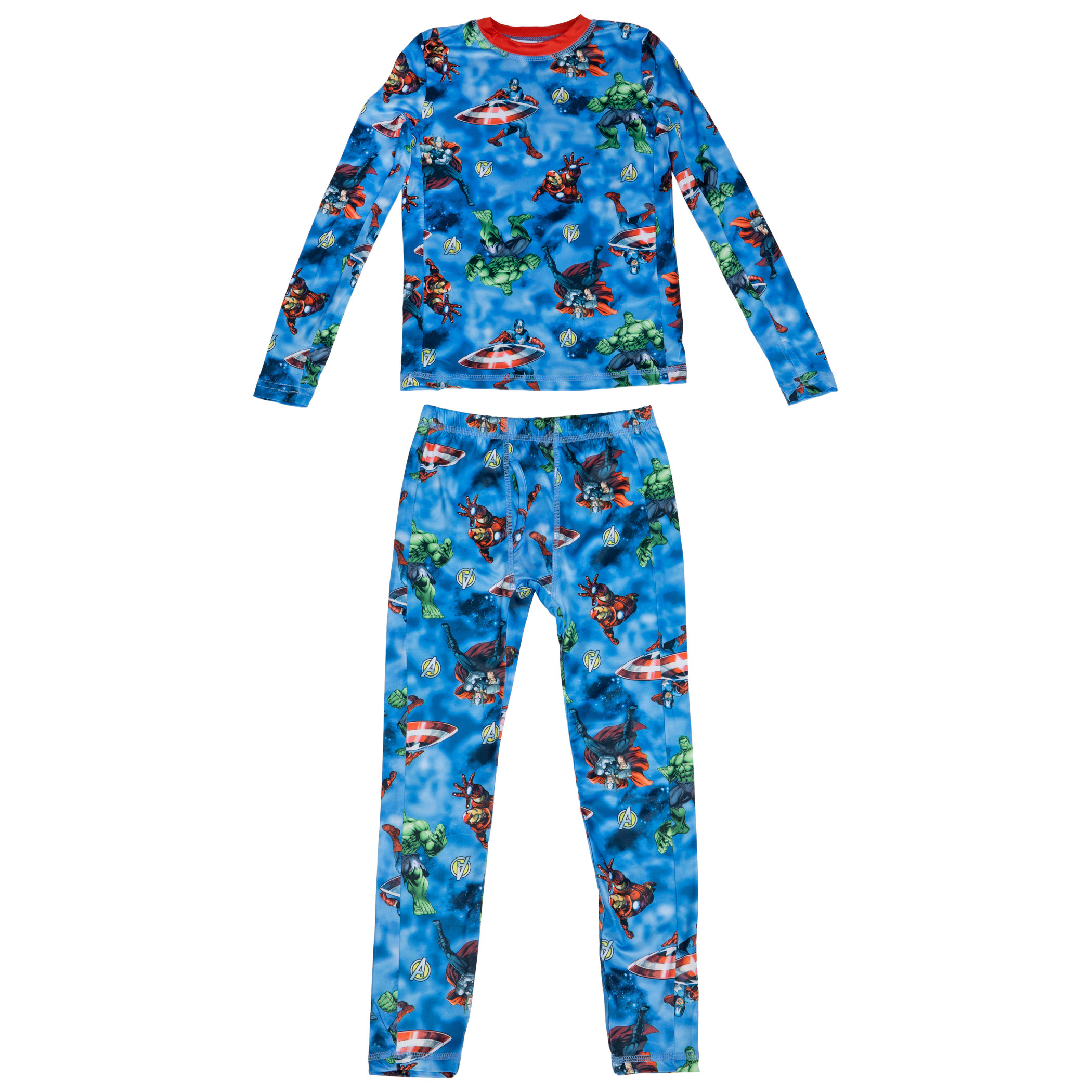 Marvel Avengers Heroes Action Stance All Over Youth 2-Piece Pajama Set, Blue
