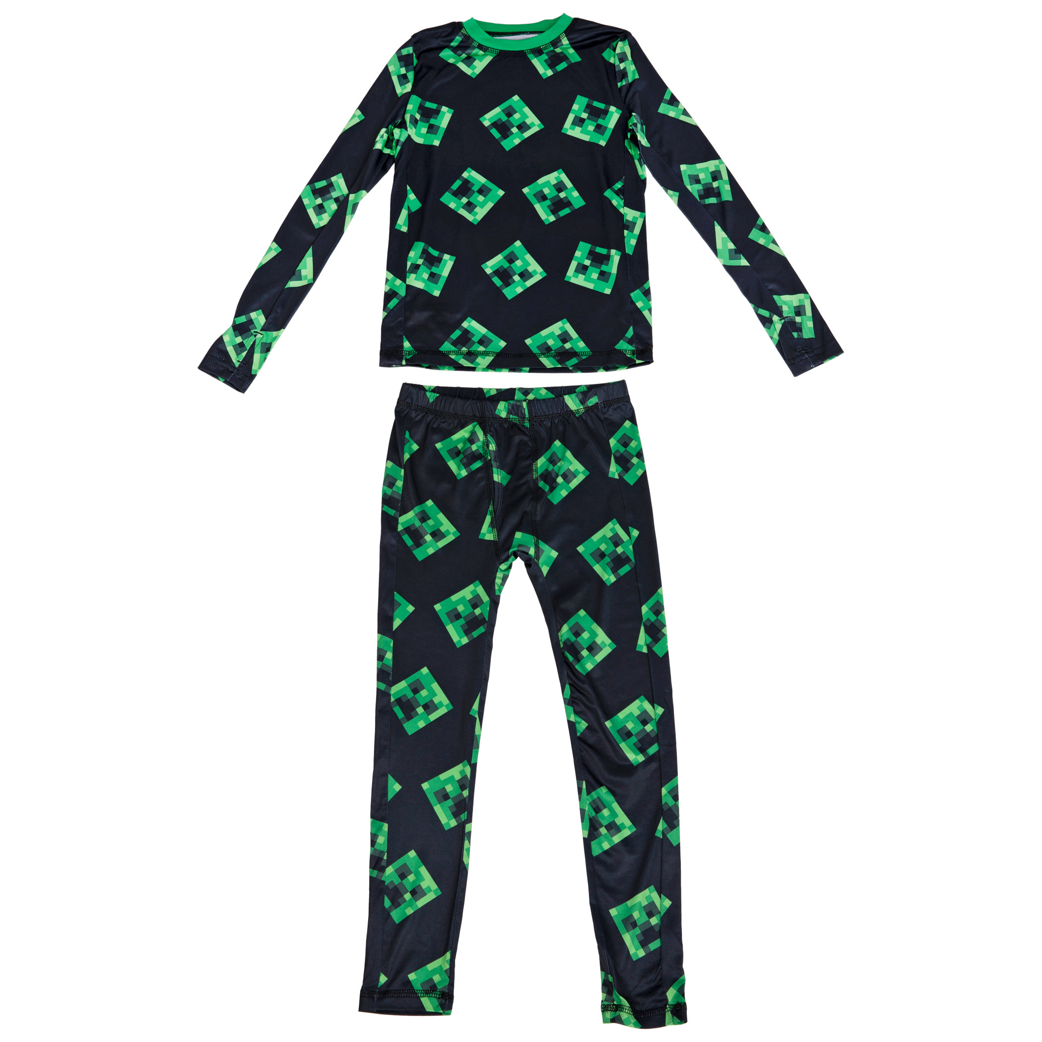Minecraft Creepers All Over Youth 2-Piece Pajama Set, Black
