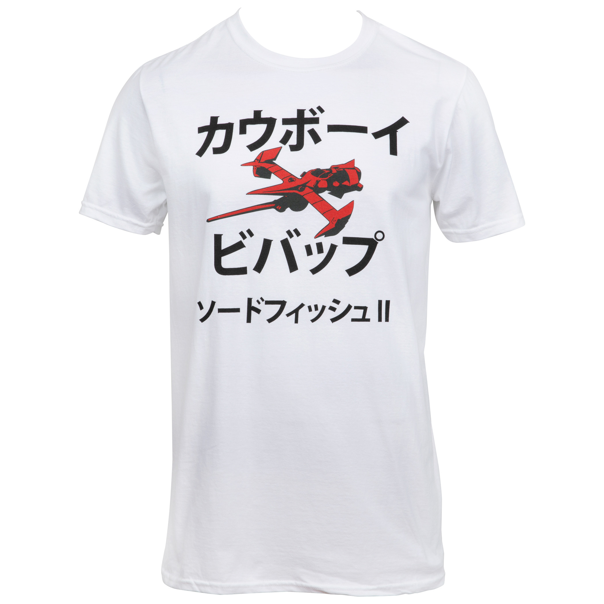 Cowboy Bebop Swordfish Ship with Katakana Text T-Shirt, White