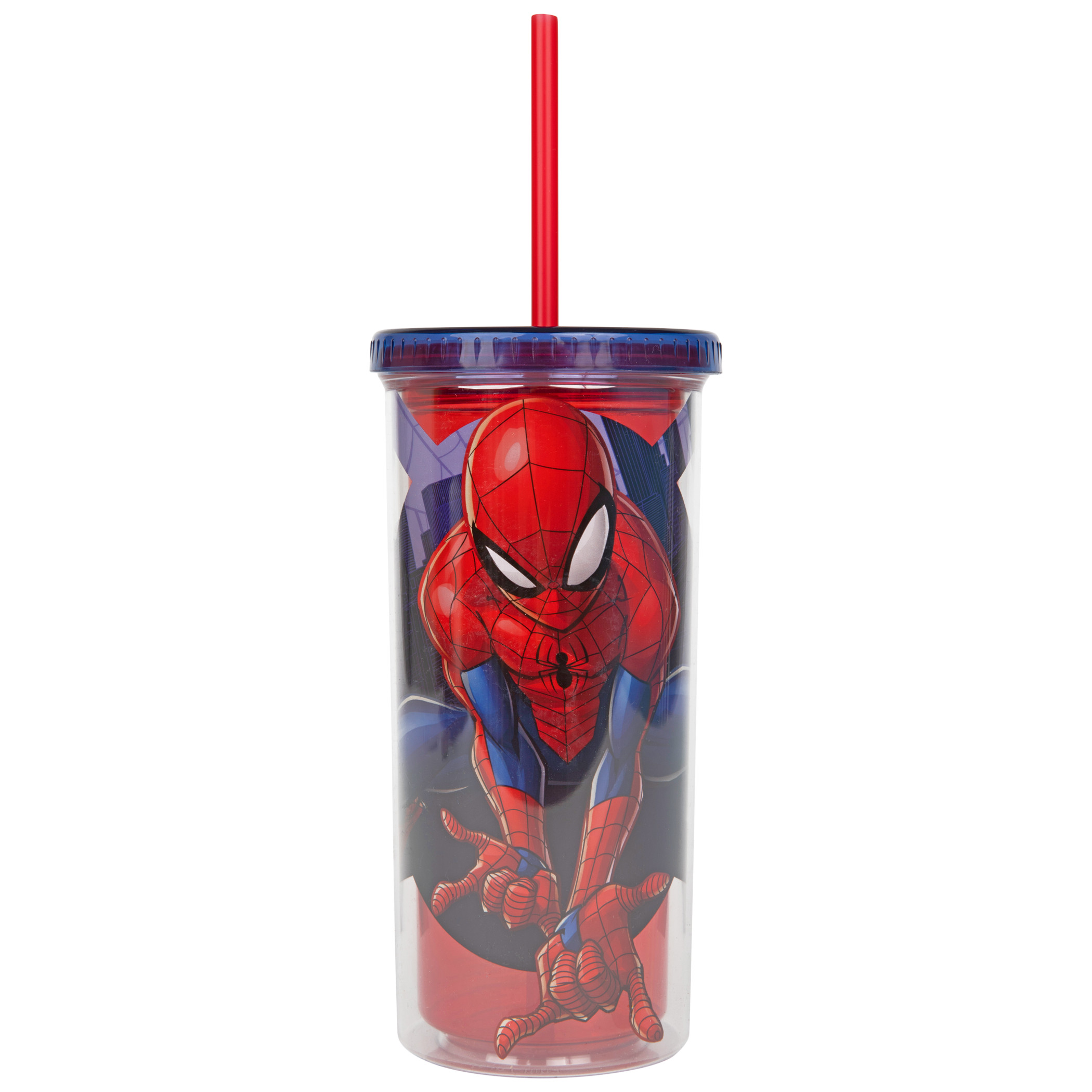 Marvel Comics Spider-Man Palms Out & Ready 20oz Travel Cup with Straw, Multi-Color